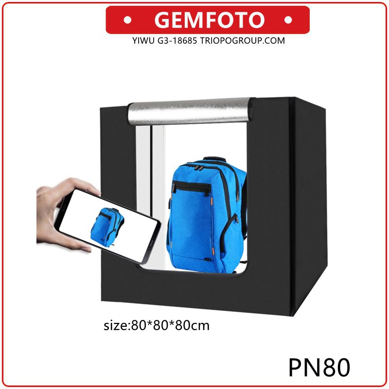 GEMFOTO PN80 80cm Folding Portable 80W 8500LM White Light Photo Lighting Studio Shooting Tent Box Kit with 3 Colors Backdrops full figure