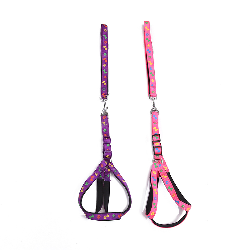Amazon Pet Breast Back Leash Adjustable Dog Leash Nylon Printed Soft Cotton Breast Back Dog Leash Specification drawing