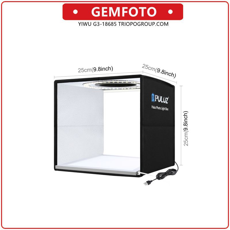 GEMFOTO PN25Y 25cm Folding Portable Dimmable Photo Lighting Studio Shooting Tent Box Kit with 6 Colors Back details Picture