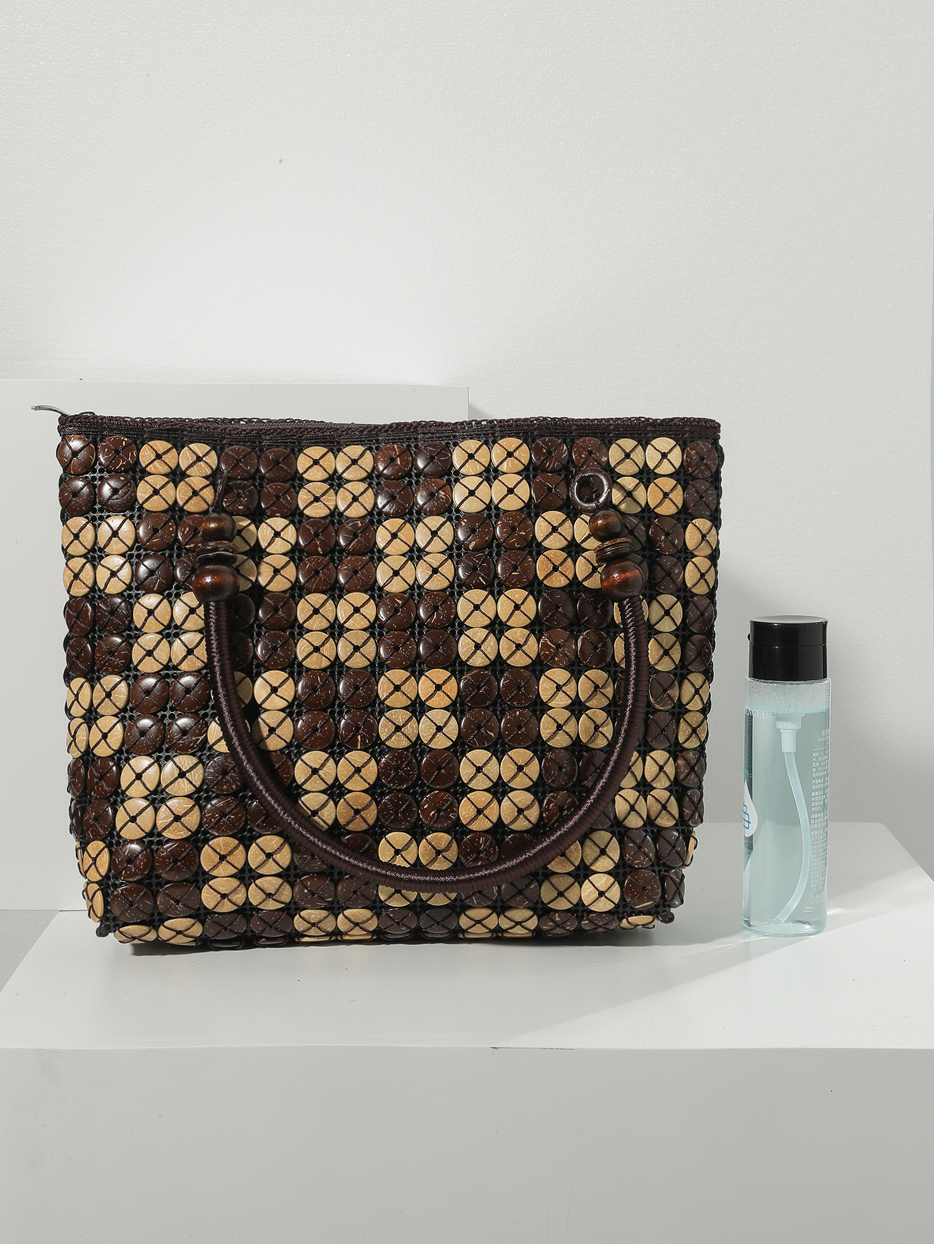 Boho Vintage Coconut shell beaded color Handheld Tote Baufu Coconut 27 Specification drawing
