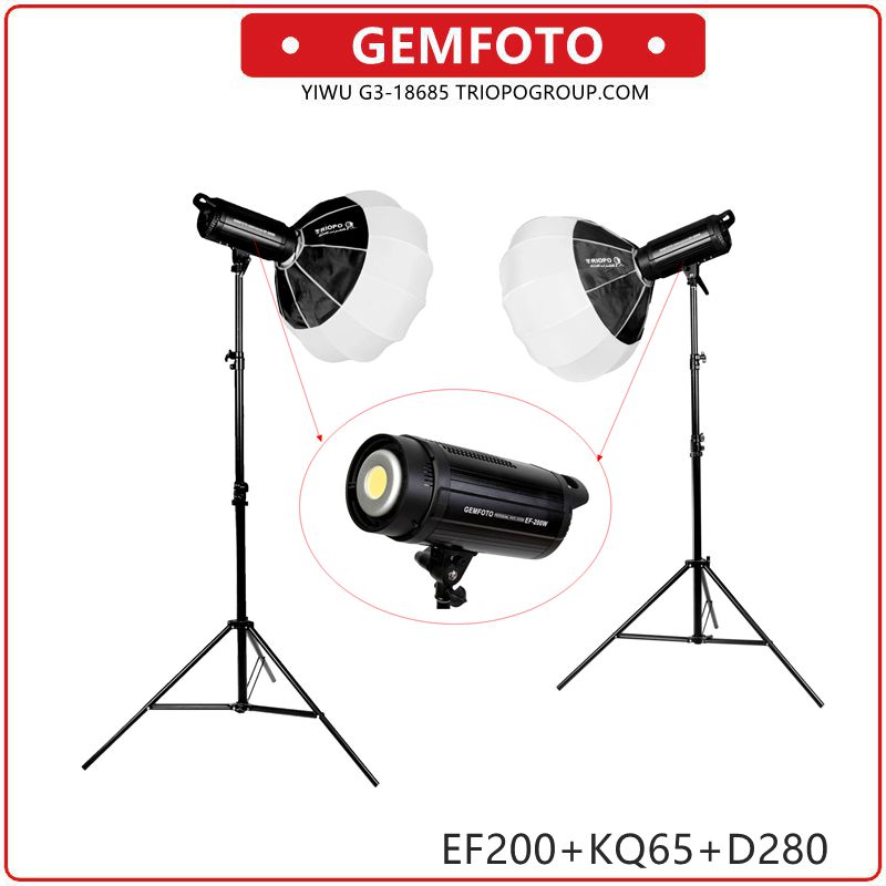 GEMFOTO EF200KQ65 kit photography LED video light Vlogging equipment thumbnail