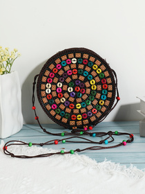 Boho vintage resin beaded round bag with sloping shoulders