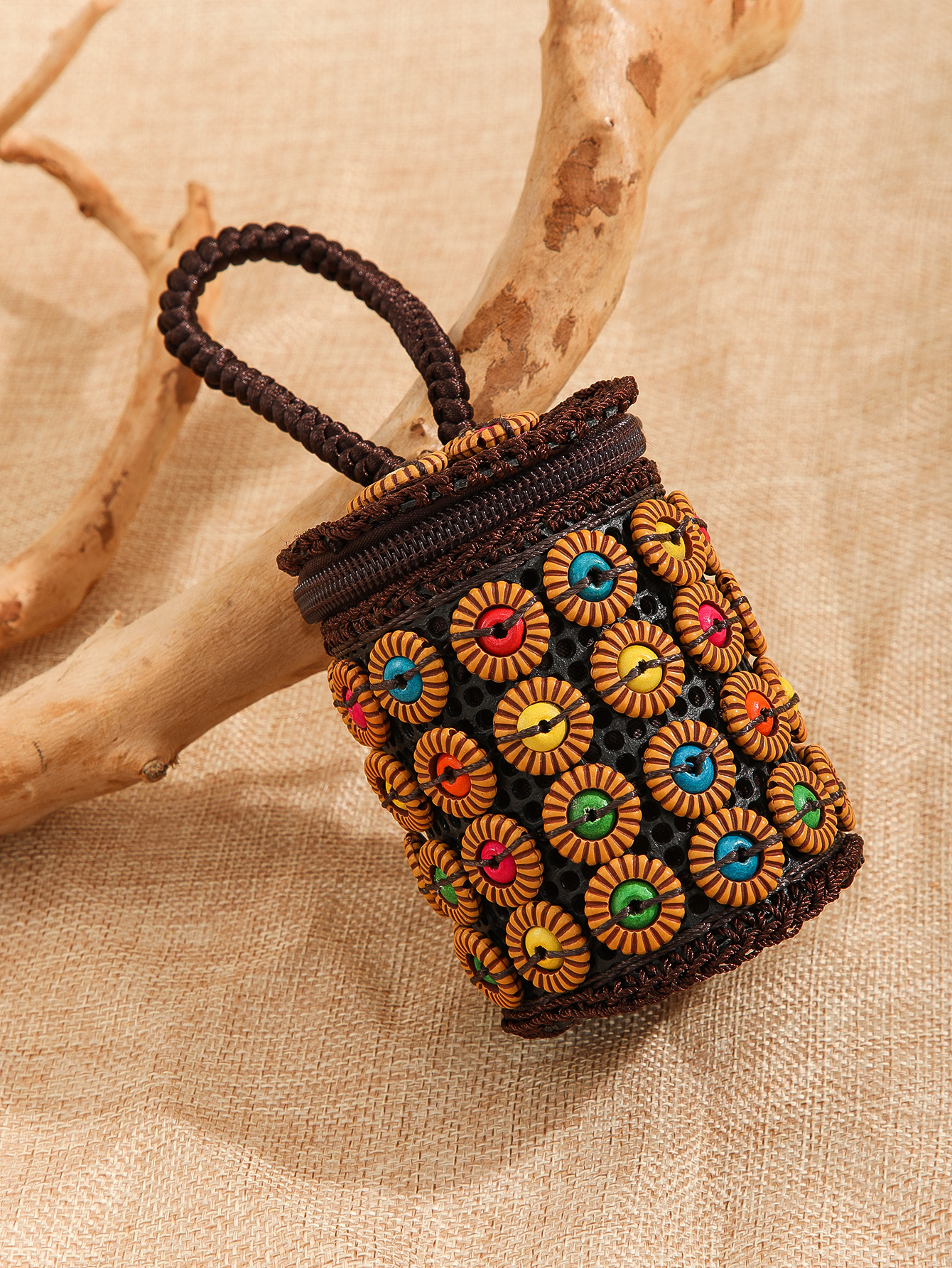 Boho vintage resin beaded hand-held mini change Coco 23