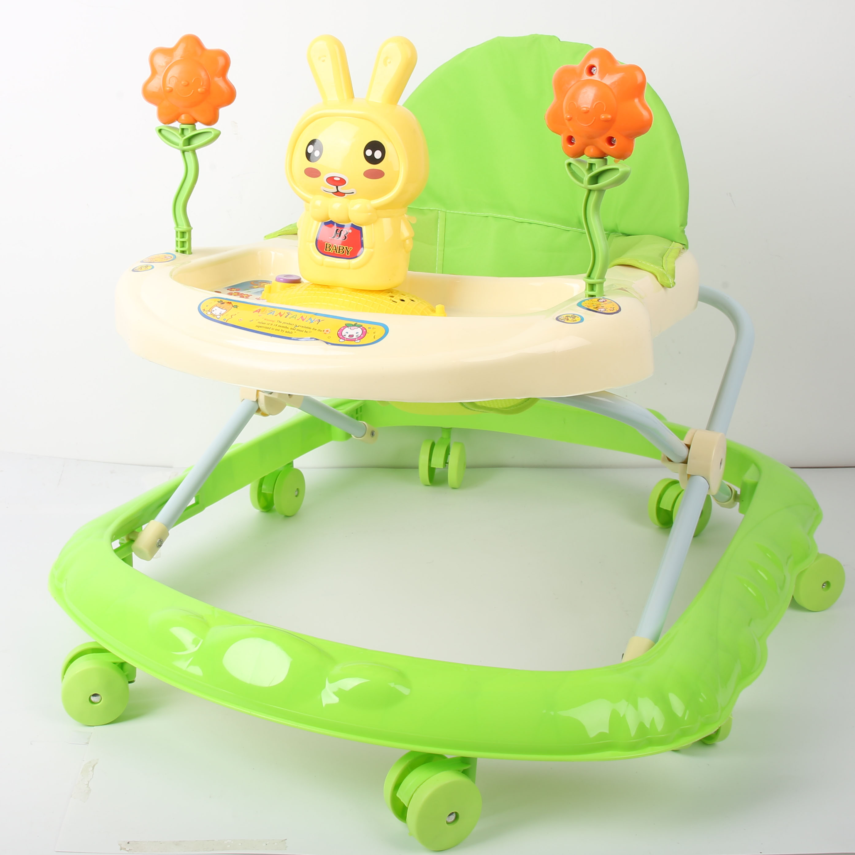 Baby walker anti-O-leg baby multi-functional anti-rollover baby sittable push-learning vehicle starter buggy driving lovely green full figure