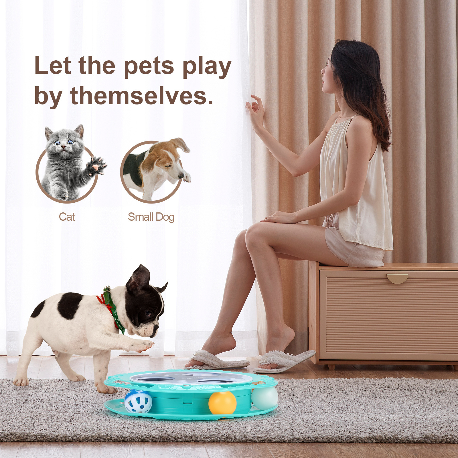 Amazon's new cat toy, an electric interactive cat spinning wheel ball toy, is a non-slip cat pet product Specification image