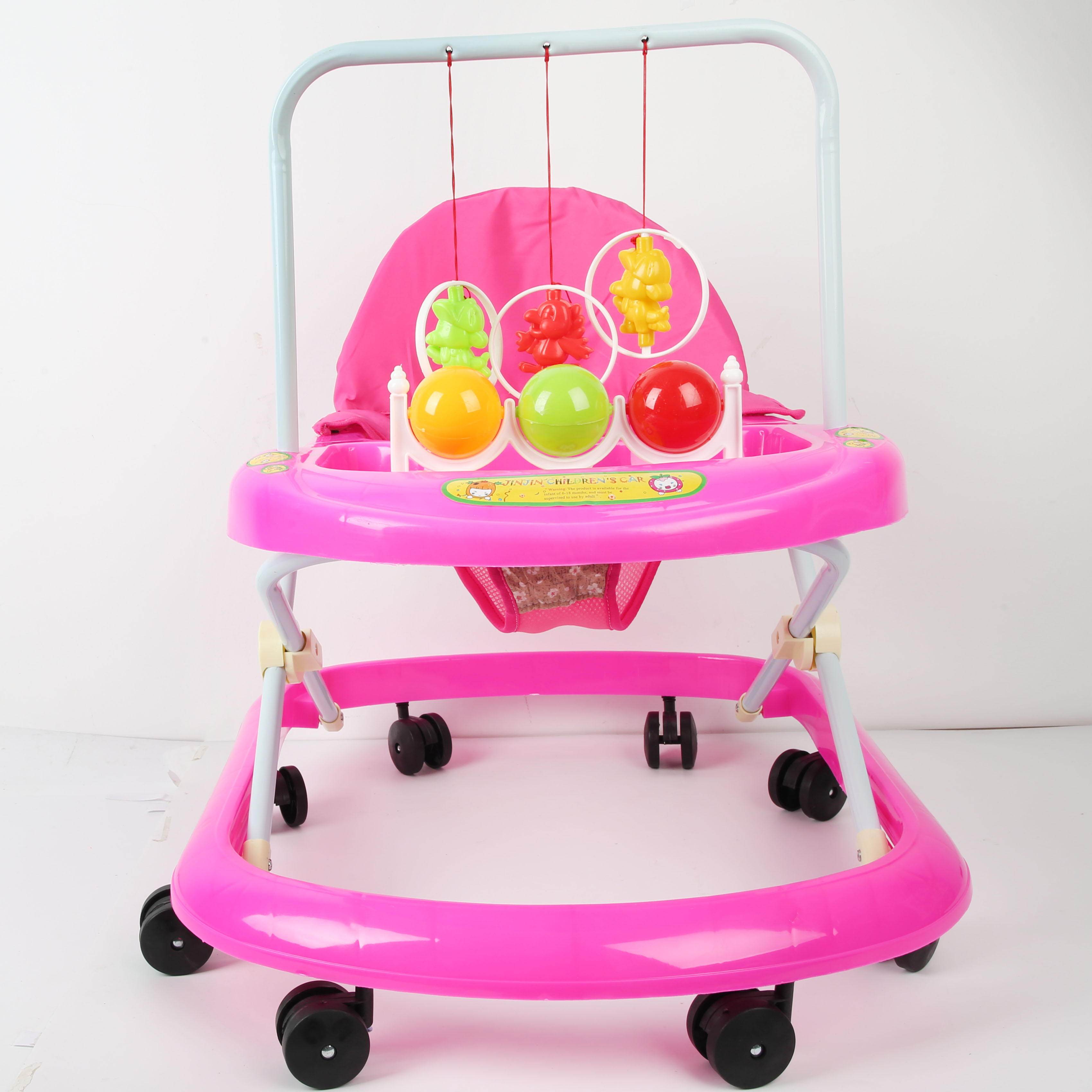 Baby walker anti-O-leg baby multi-function anti-rollover baby sittable push-able learning cart starter buggy learning cart cute toy pink full figure