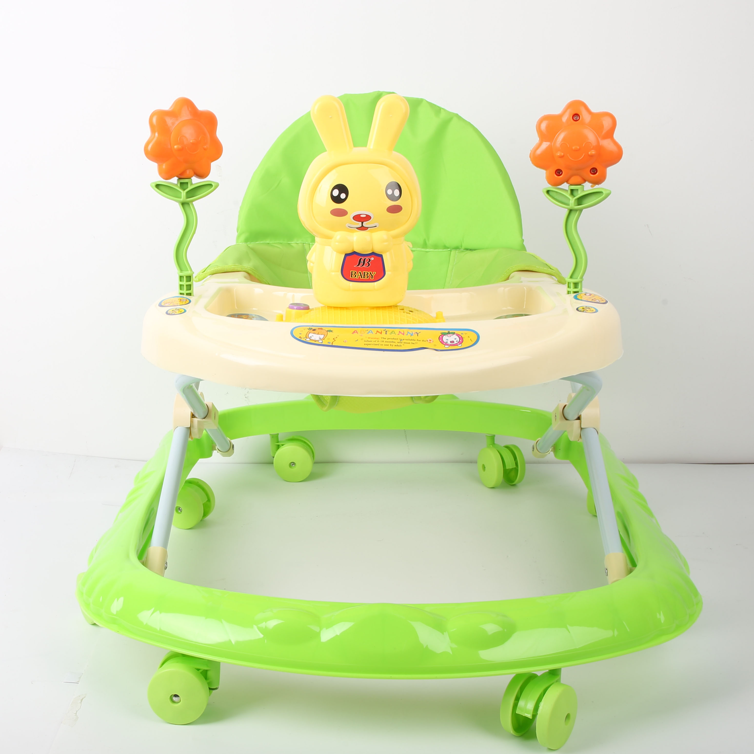 Baby walker anti-O-leg baby multi-functional anti-rollover baby sittable push-learning vehicle starter buggy driving lovely green Item Picture
