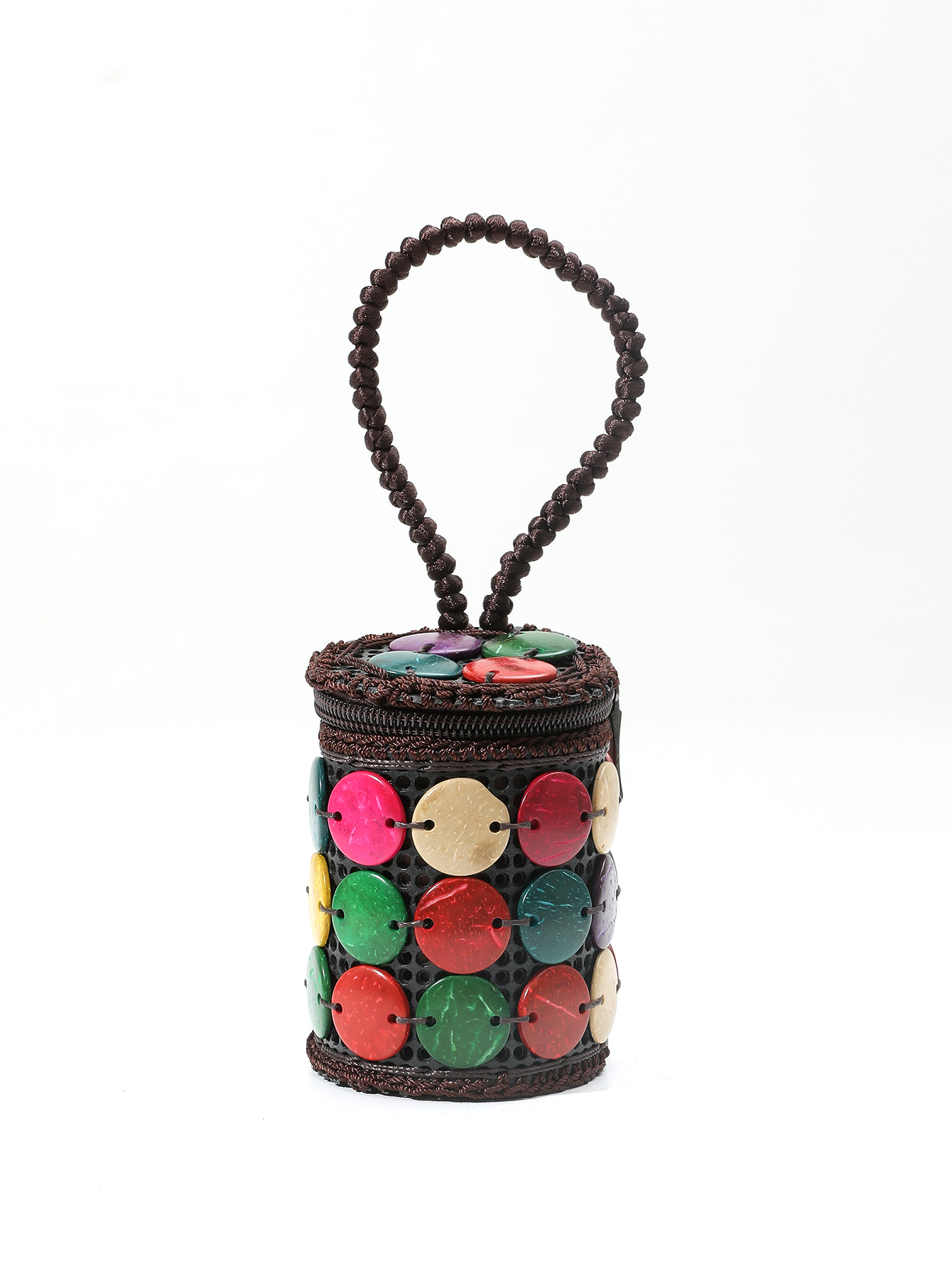 Boho vintage Coconut shell beaded hand-held Mini coin purse Coconut 36