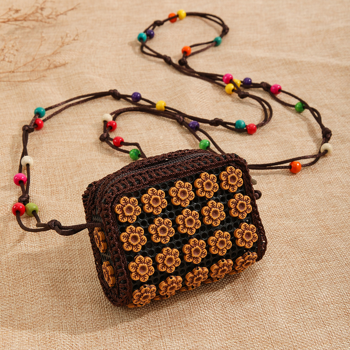 Boho Vintage resin-beaded angled shoulder Mini Coco 35