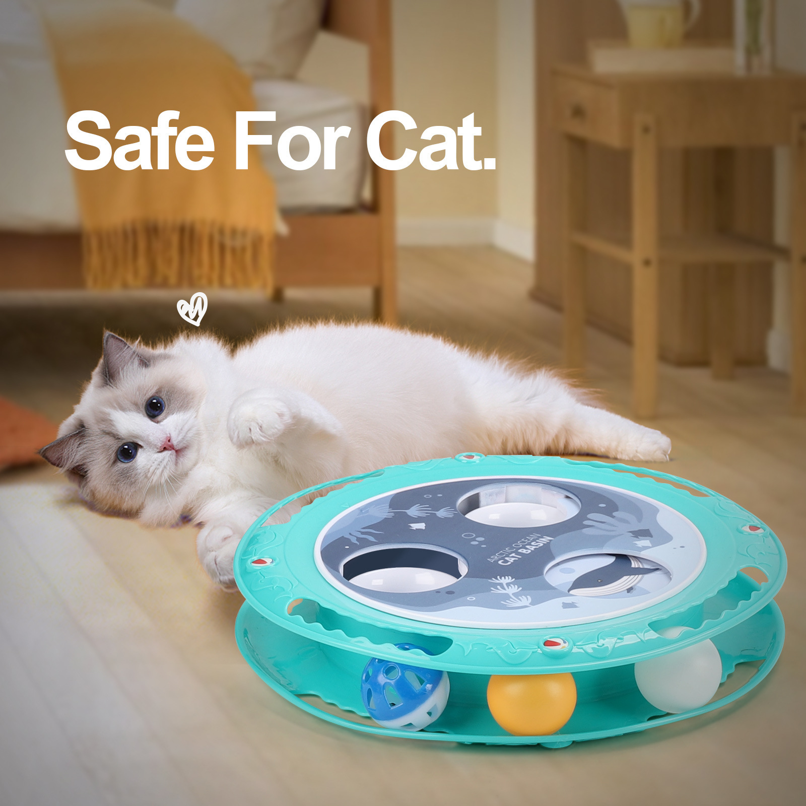 Amazon's new cat toy, an electric interactive cat spinning wheel ball toy, is a non-slip cat pet product details Picture