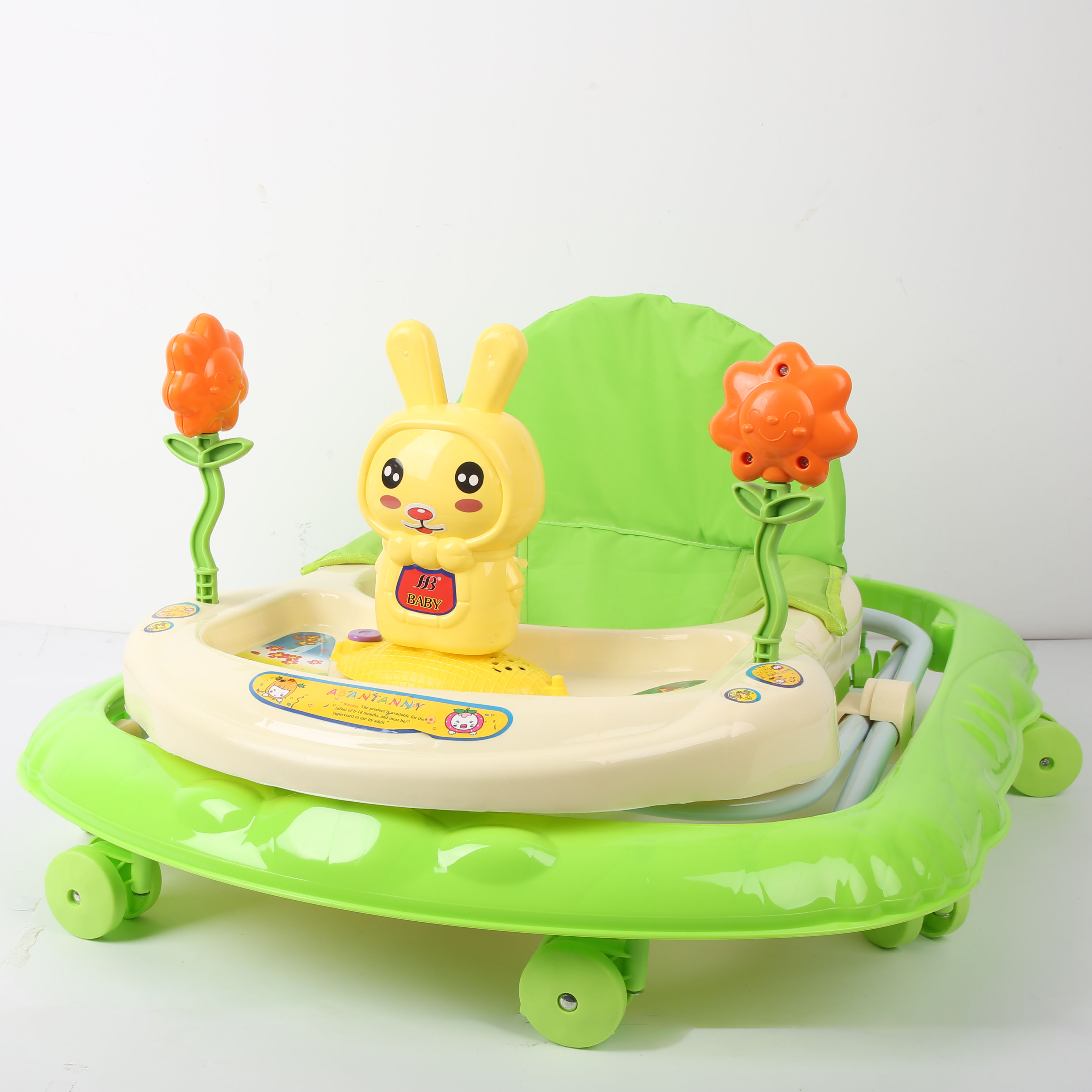 Baby walker anti-O-leg baby multi-functional anti-rollover baby sittable push-learning vehicle starter buggy driving lovely green Application Scenario