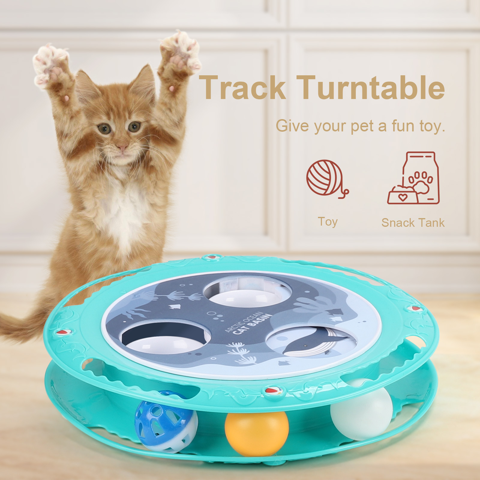Amazon's new cat toy, an electric interactive cat spinning wheel ball toy, is a non-slip cat pet product Application Scenario