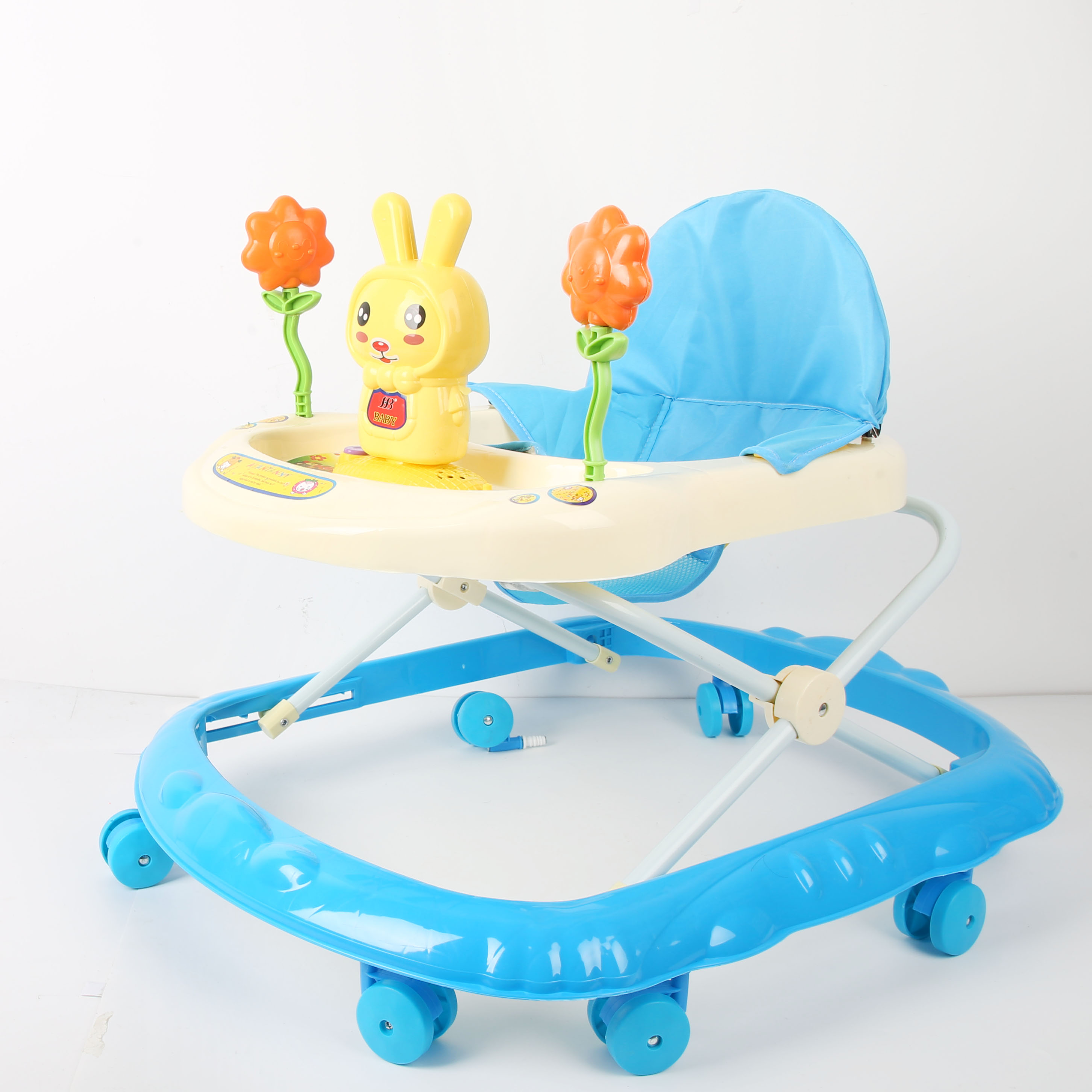 Baby walker anti-O-leg baby multi-function anti-rollover baby sittable pushable learning cart starter buggy learning cart cute blue full figure
