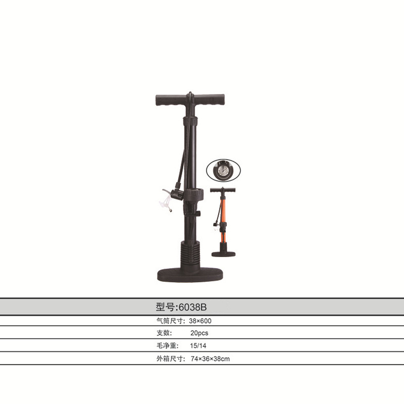 6038B floor-standing air pump with pressure gauge, floor-standing air pump for basketball toys, air pump for bicycles, air pump for cars and bicycles, portable pic 3