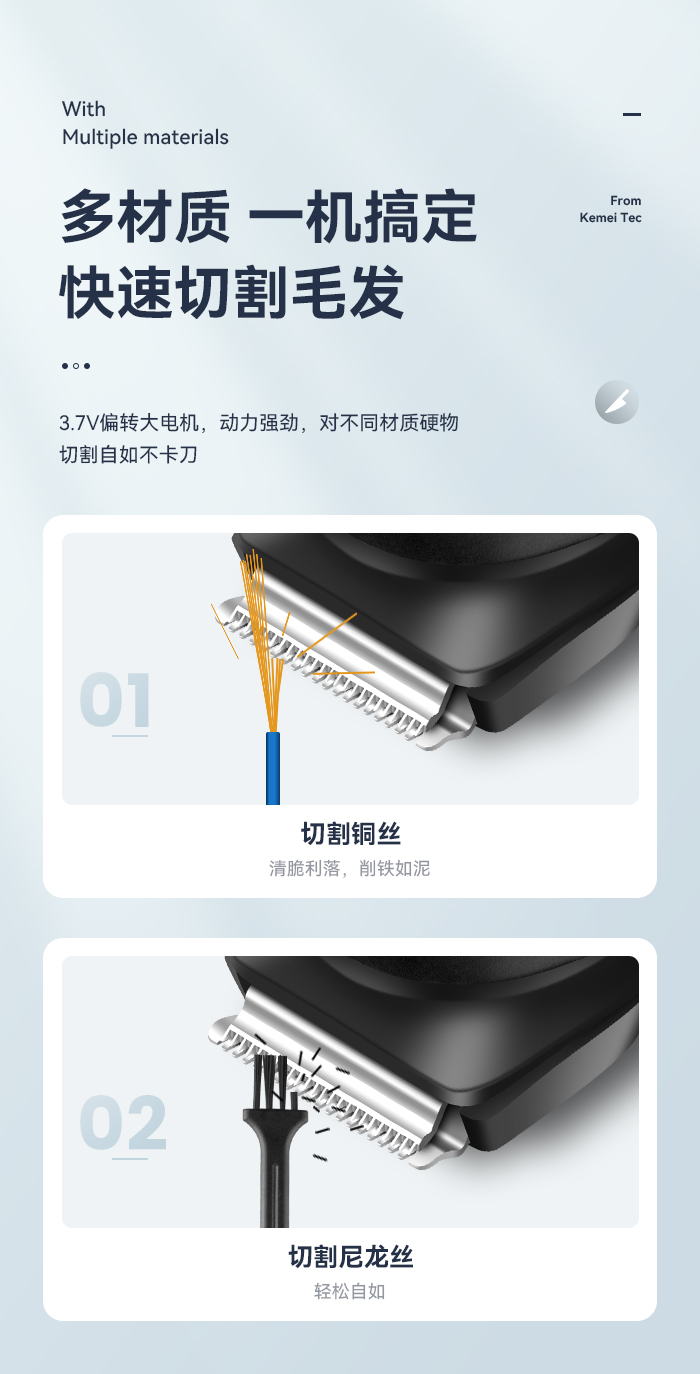 跨境厂家直供理发器 科美KM-1256电推剪理发神器剃发电推子剃头刀详情9