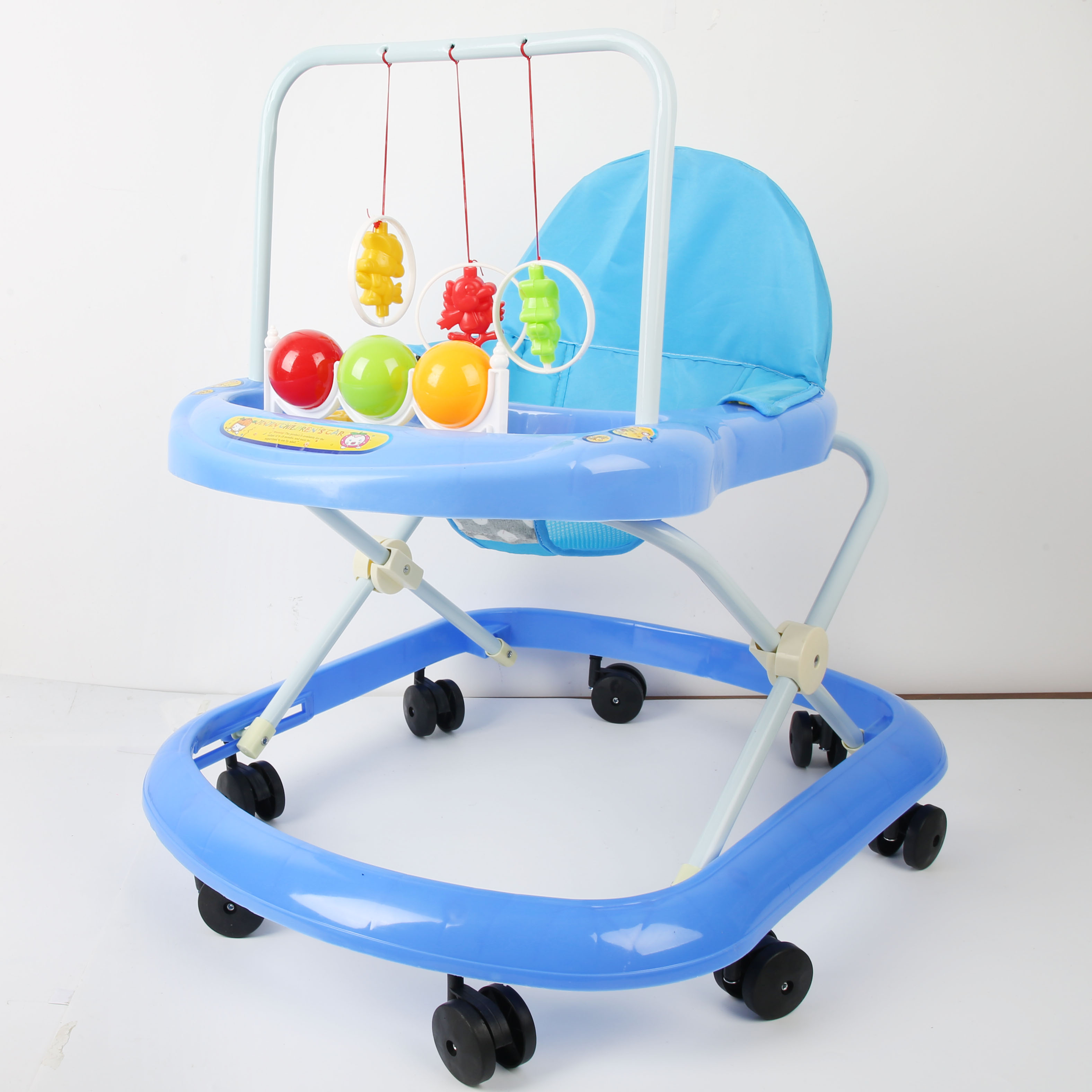 Baby walker anti-O-leg baby multi-purpose anti-rollover baby sittable pushable learning cart starter buggy learning cart cute blue ball hanger full figure