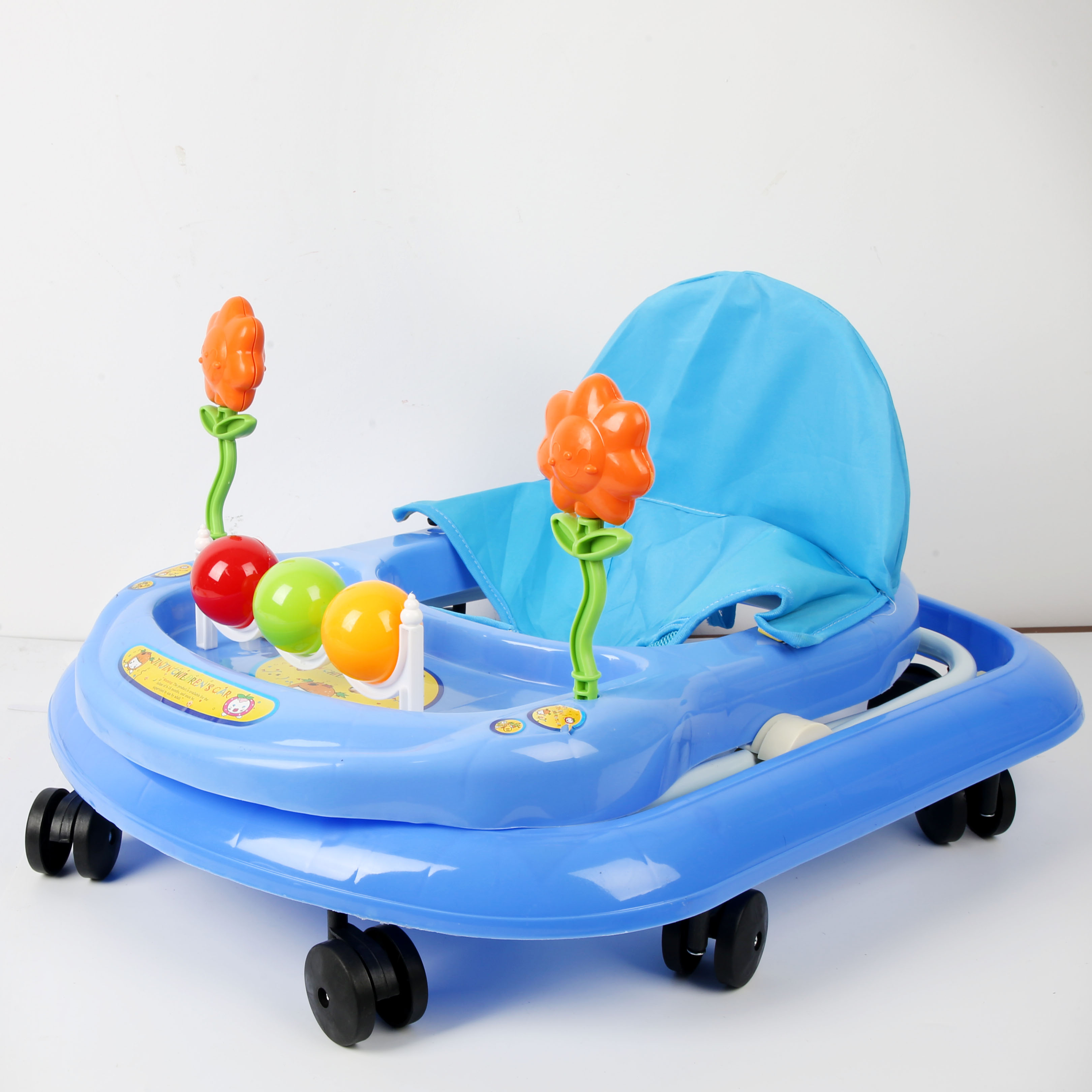 Baby walker anti-O-leg baby multi-function anti-rollover baby sittable and pusher baby carriage baby carriage lovely blue ball tree details Picture