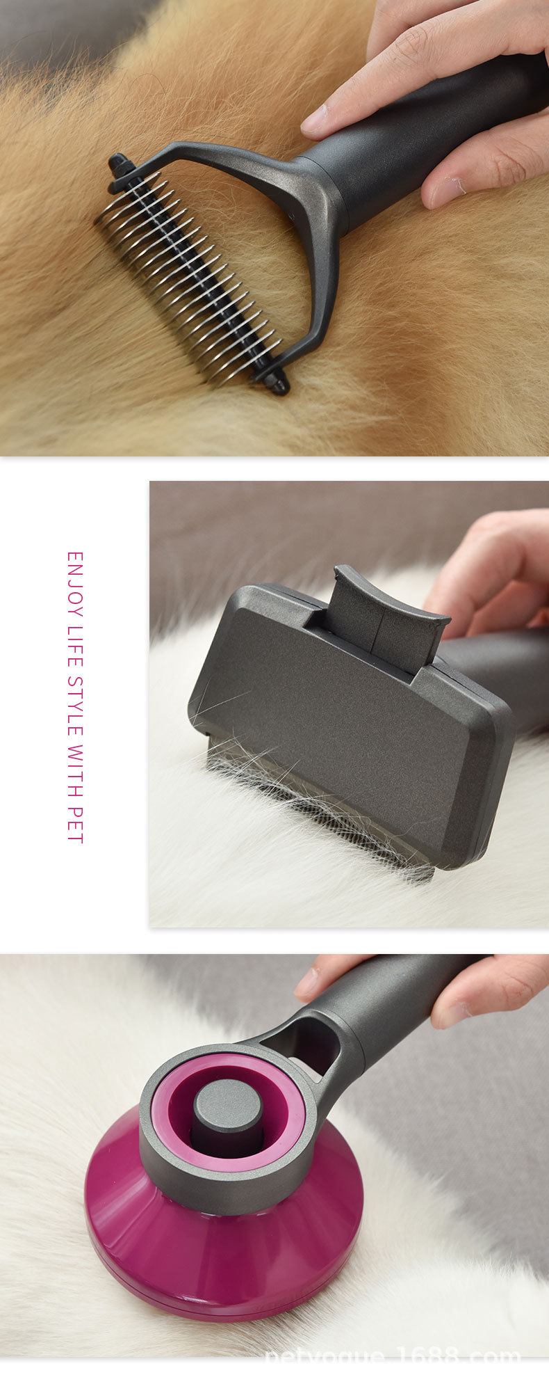 Xiaoyi Pet's new hair-removing self-cleaning comb, dog cleaning and grooming comb, and washable pet supplies gift box set of three pieces pic 8