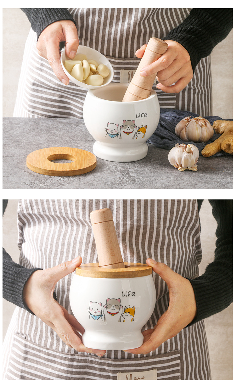 陶瓷蒜臼子家用手动捣蒜器蒜蓉蒜泥器捣碎罐研磨捣药多功能详情14