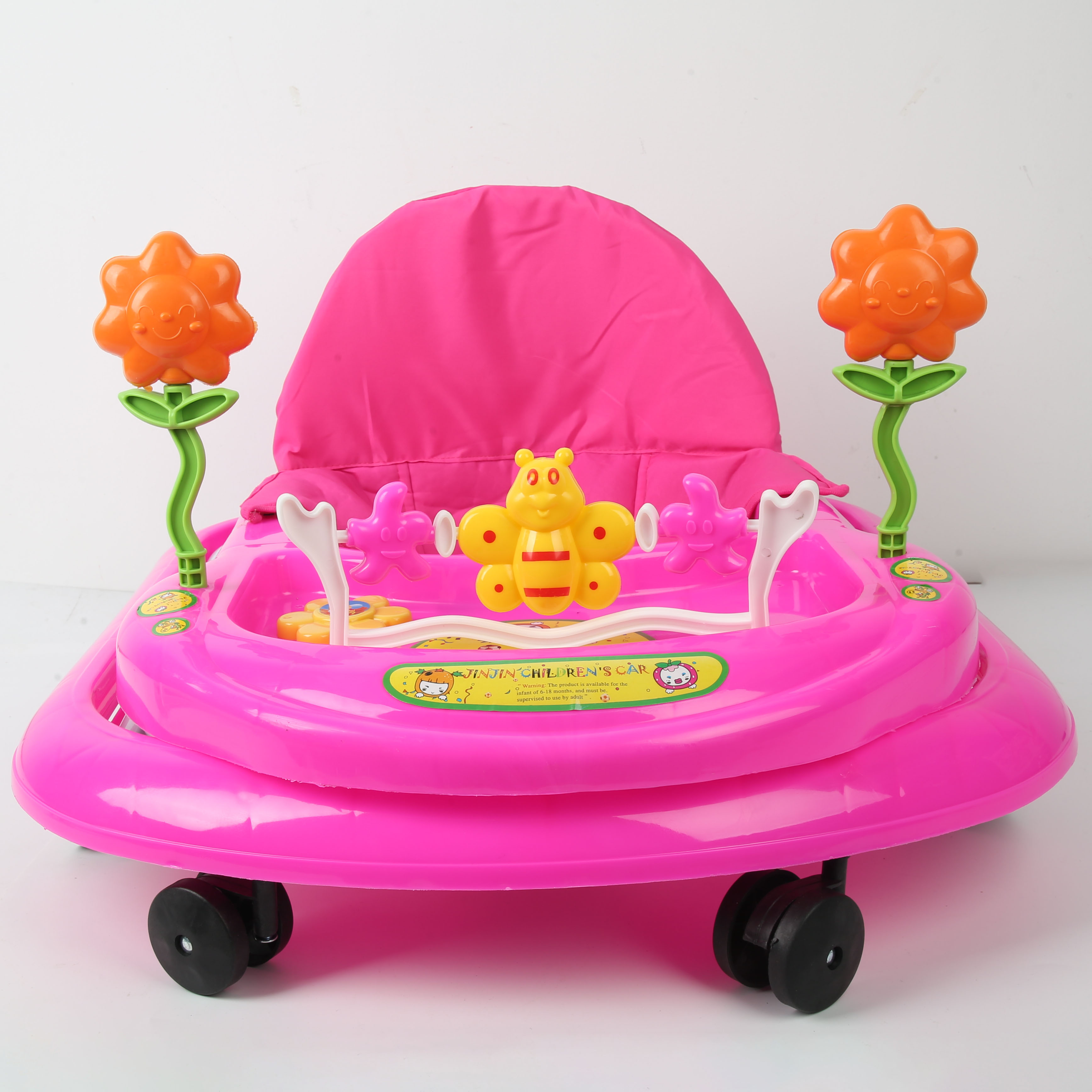 Baby walker anti-O-leg baby multi-function anti-rollover baby can sit and push learning car starter car baby car learning car lovely bee flower Specification drawing