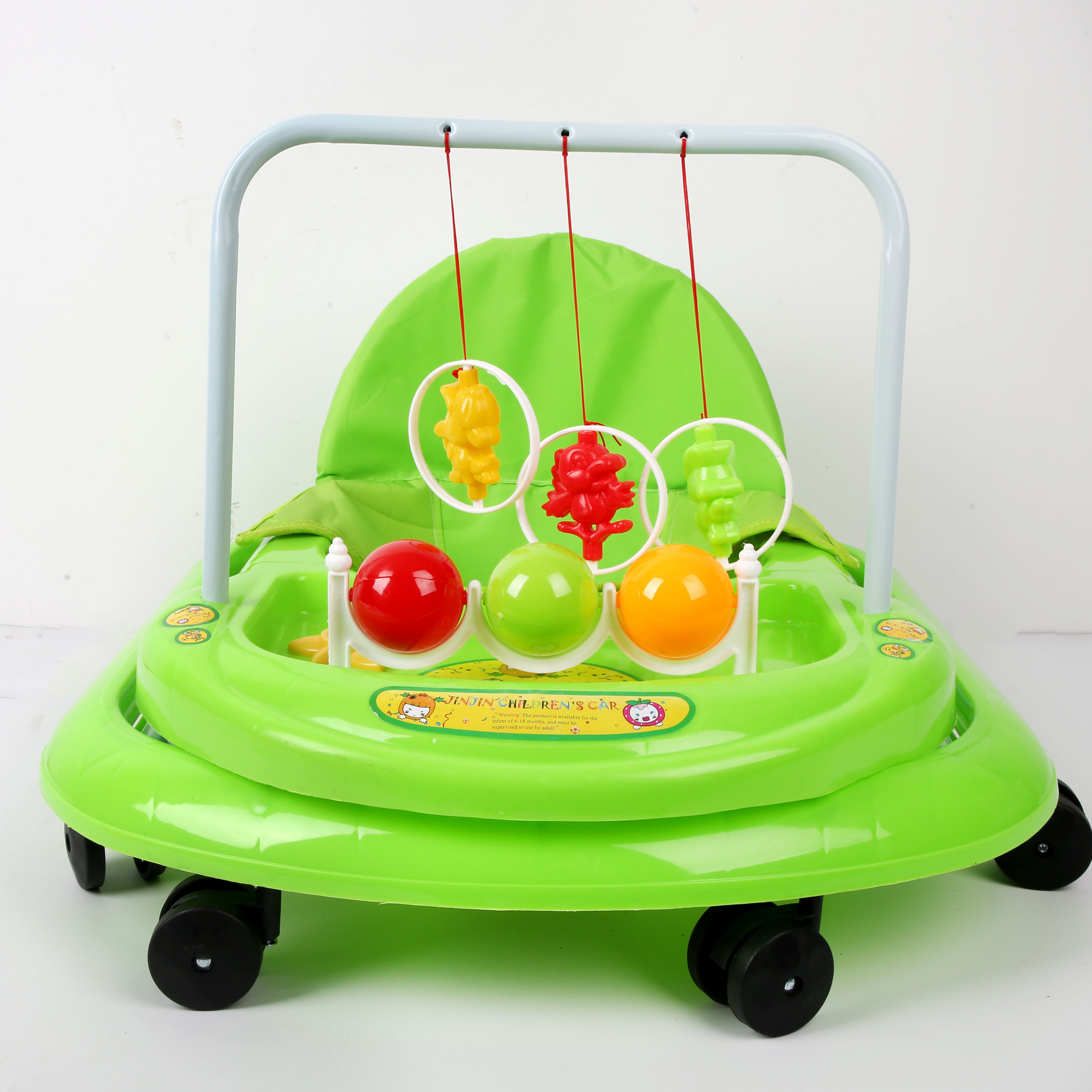 Baby walker anti-O-leg baby multi-function anti-rollover baby sittable and push-able learning cart starter buggy learning cart cute green ball toy rack details Picture
