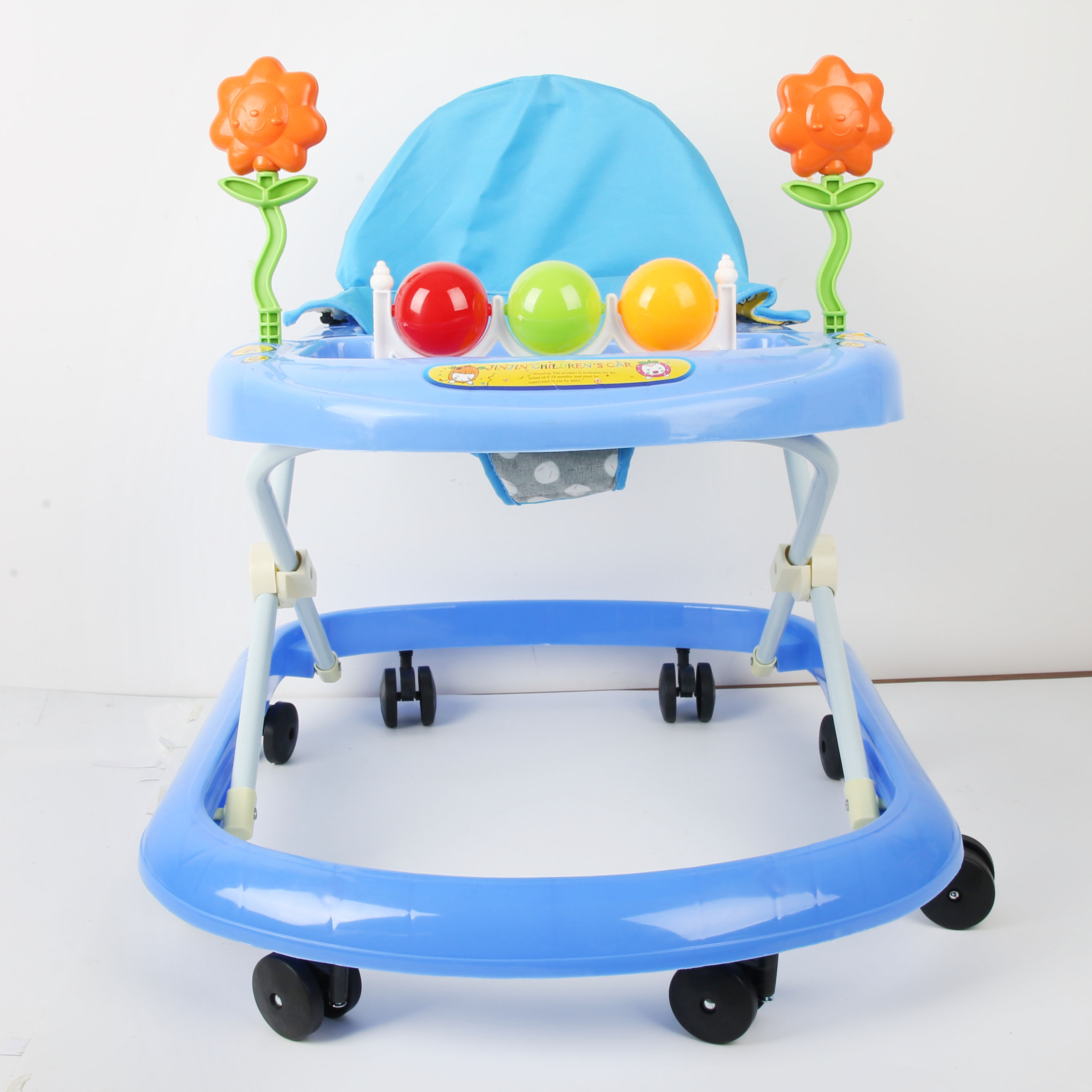 Baby walker anti-O-leg baby multi-function anti-rollover baby sittable and pusher baby carriage baby carriage lovely blue ball tree Specification drawing