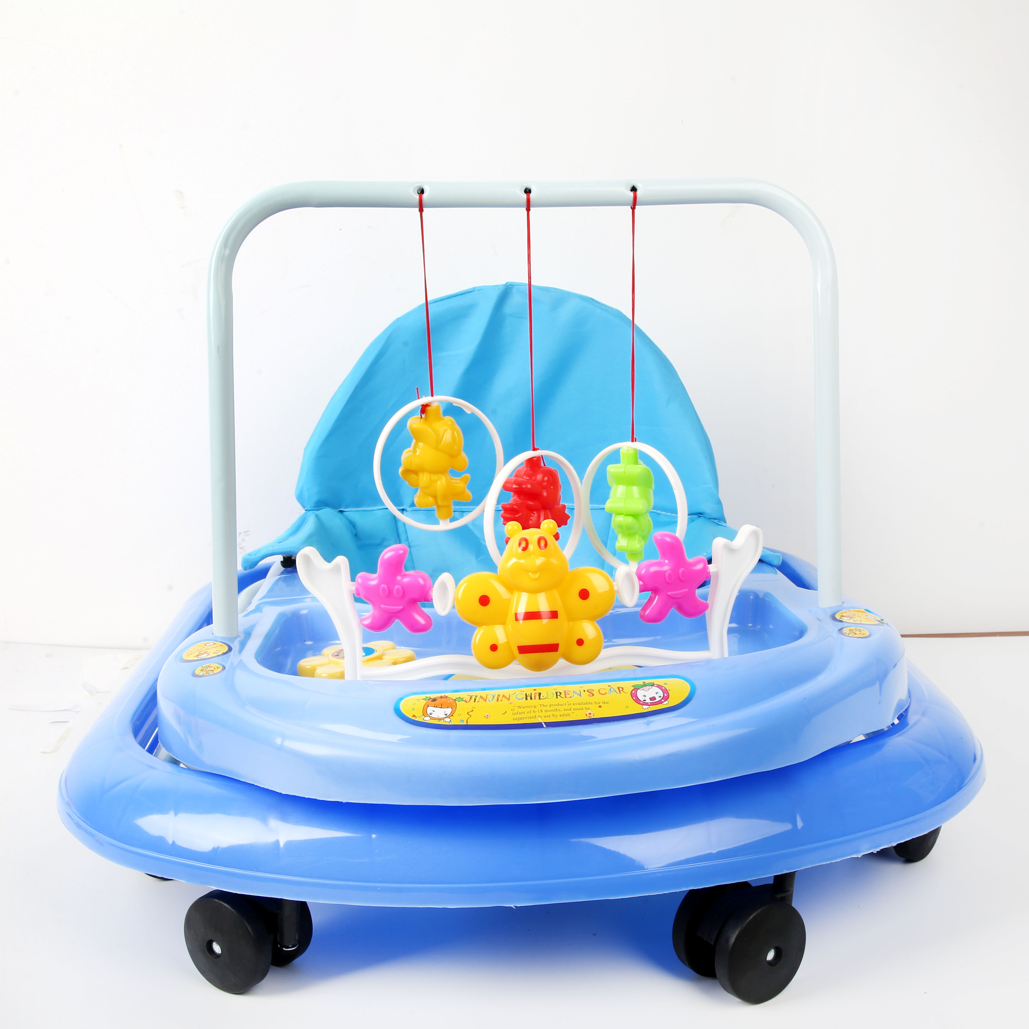 Baby walker anti-O-leg baby multi-function anti-rollover baby sittable pushable learning wagon starter buggy learning wagon hanger blue Specification drawing