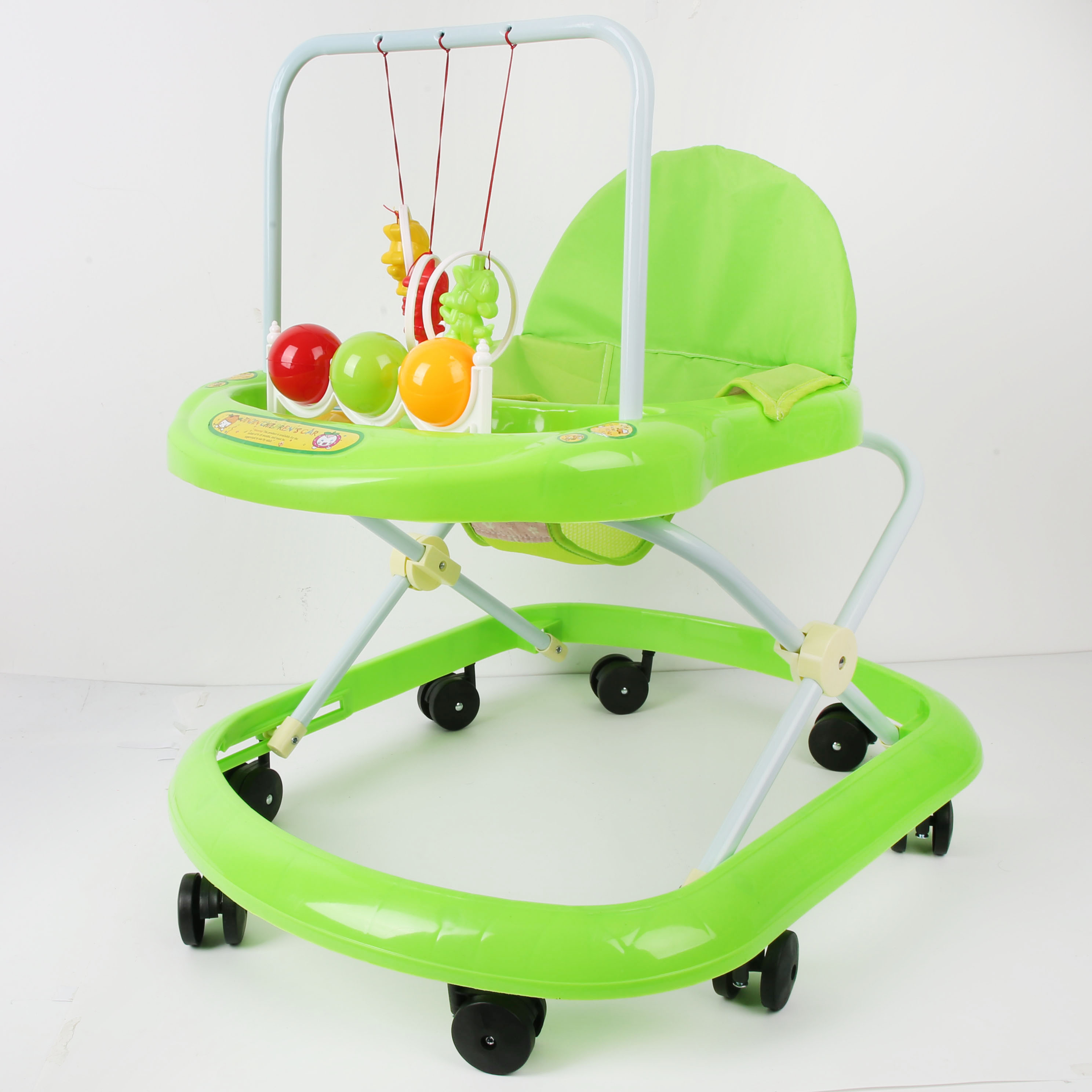 Baby walker anti-O-leg baby multi-function anti-rollover baby sittable and push-able learning cart starter buggy learning cart cute green ball toy rack full figure