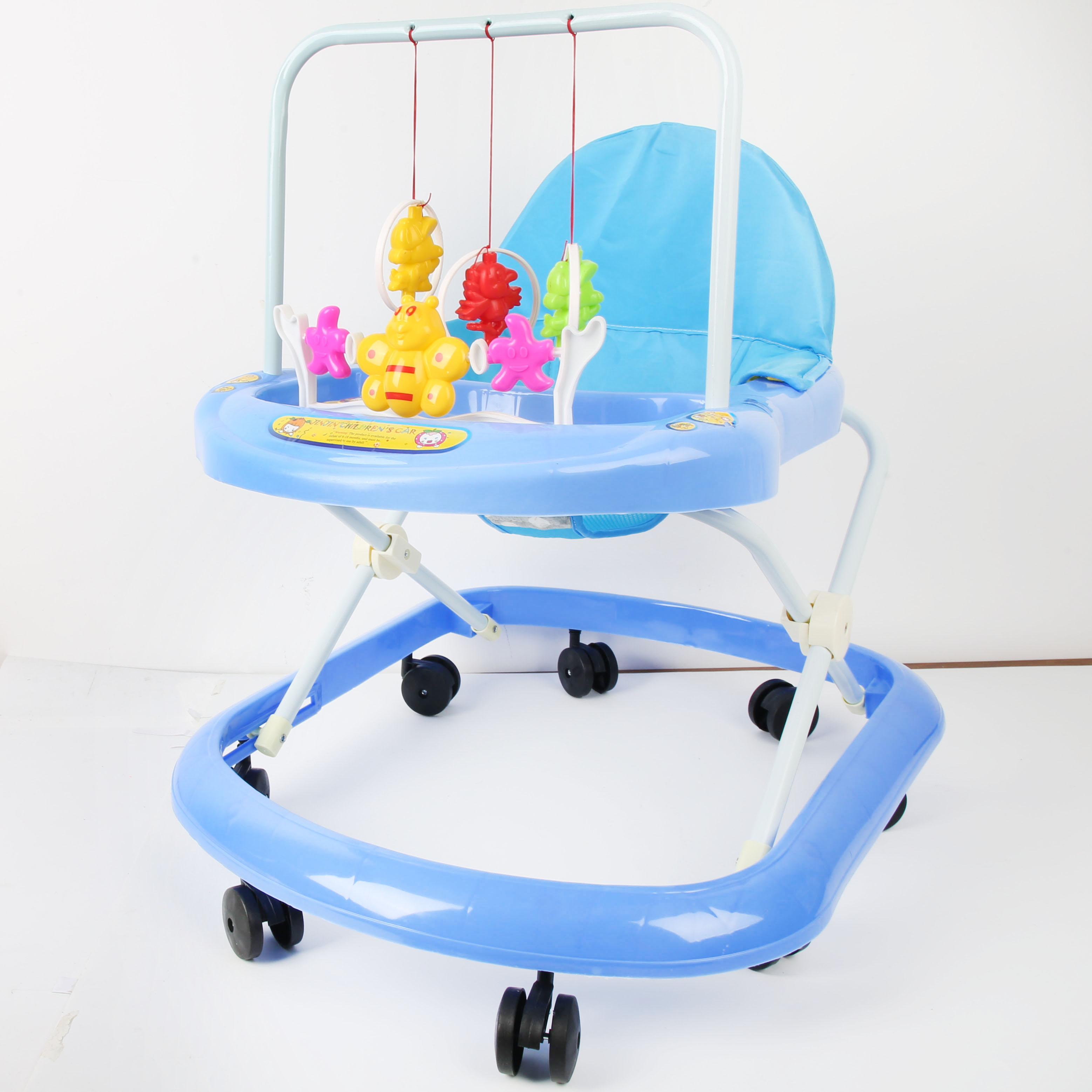 Baby walker anti-O-leg baby multi-function anti-rollover baby sittable pushable learning wagon starter buggy learning wagon hanger blue full figure