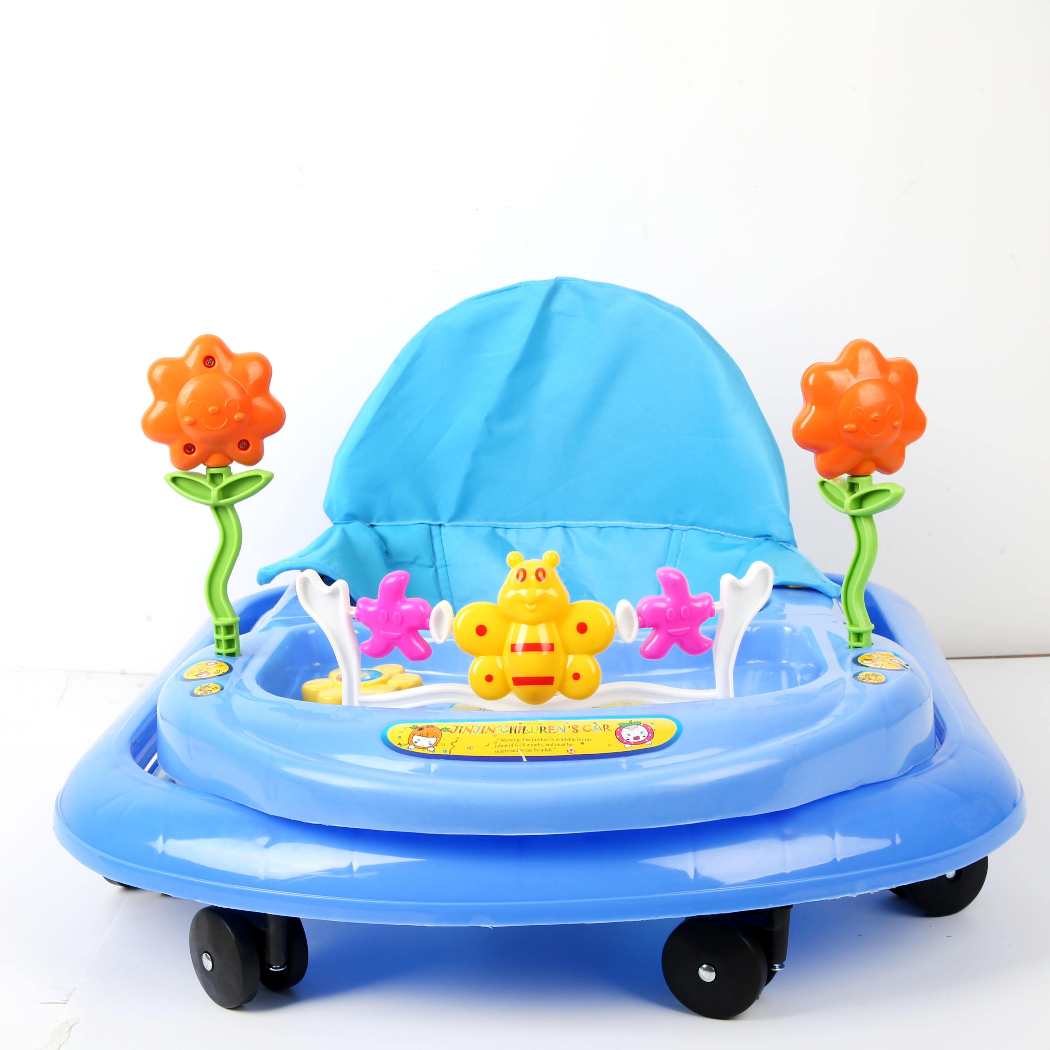 Baby walker anti-O-leg baby multi-function anti-rollover baby sittable and push-able learning wagon starter buggy learning wagon cute blue bee little tree Application Scenario