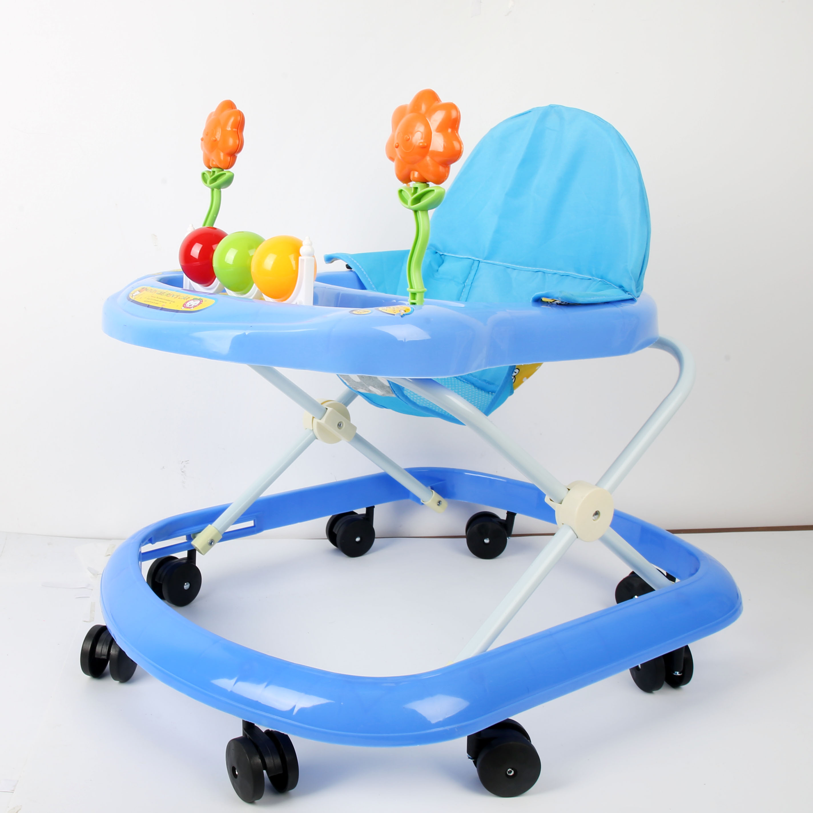 Baby walker anti-O-leg baby multi-function anti-rollover baby sittable and pusher baby carriage baby carriage lovely blue ball tree full figure