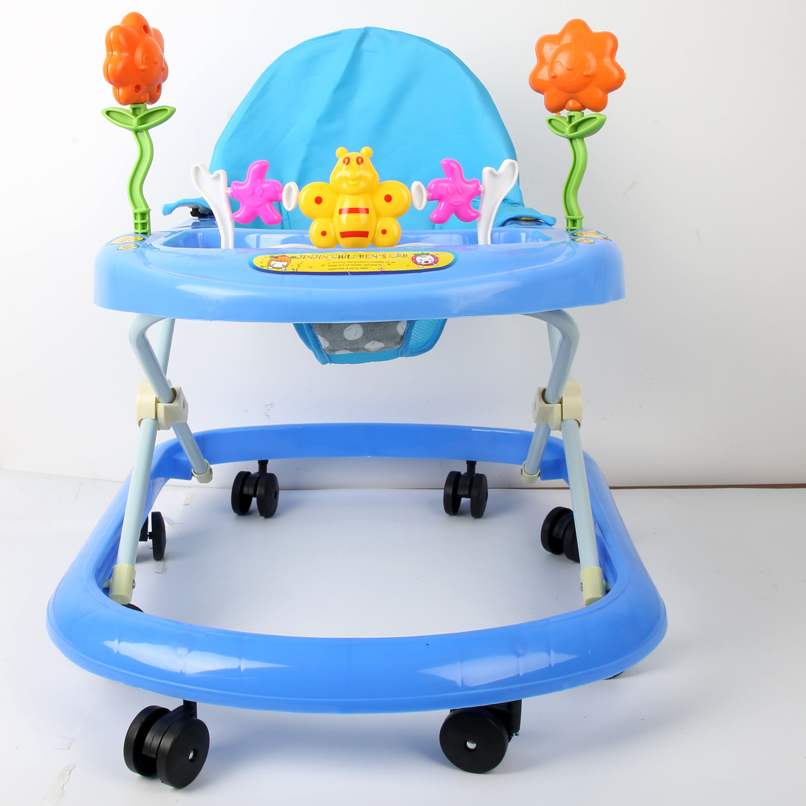 Baby walker anti-O-leg baby multi-function anti-rollover baby sittable and push-able learning wagon starter buggy learning wagon cute blue bee little tree details Picture
