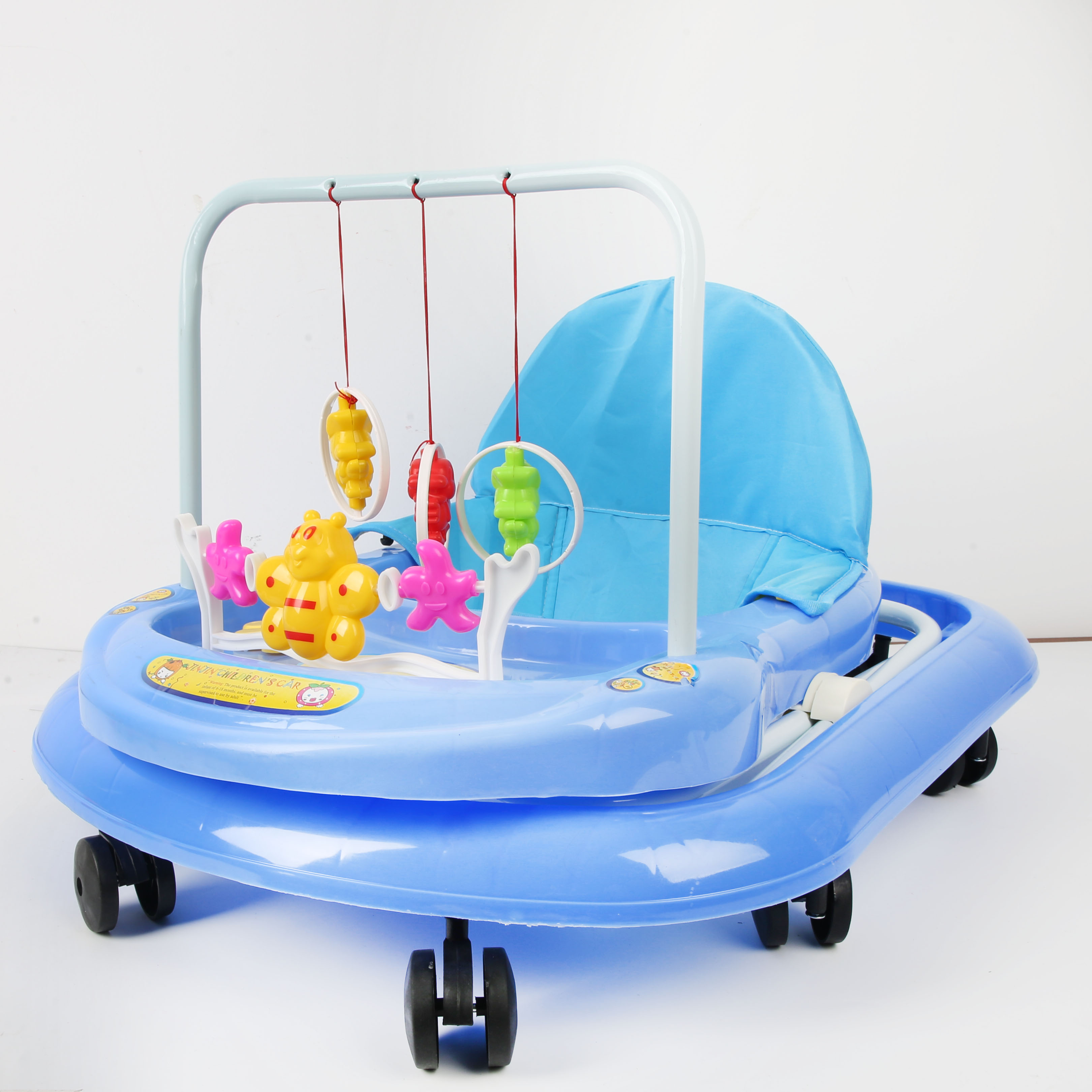 Baby walker anti-O-leg baby multi-function anti-rollover baby sittable pushable learning wagon starter buggy learning wagon hanger blue details Picture