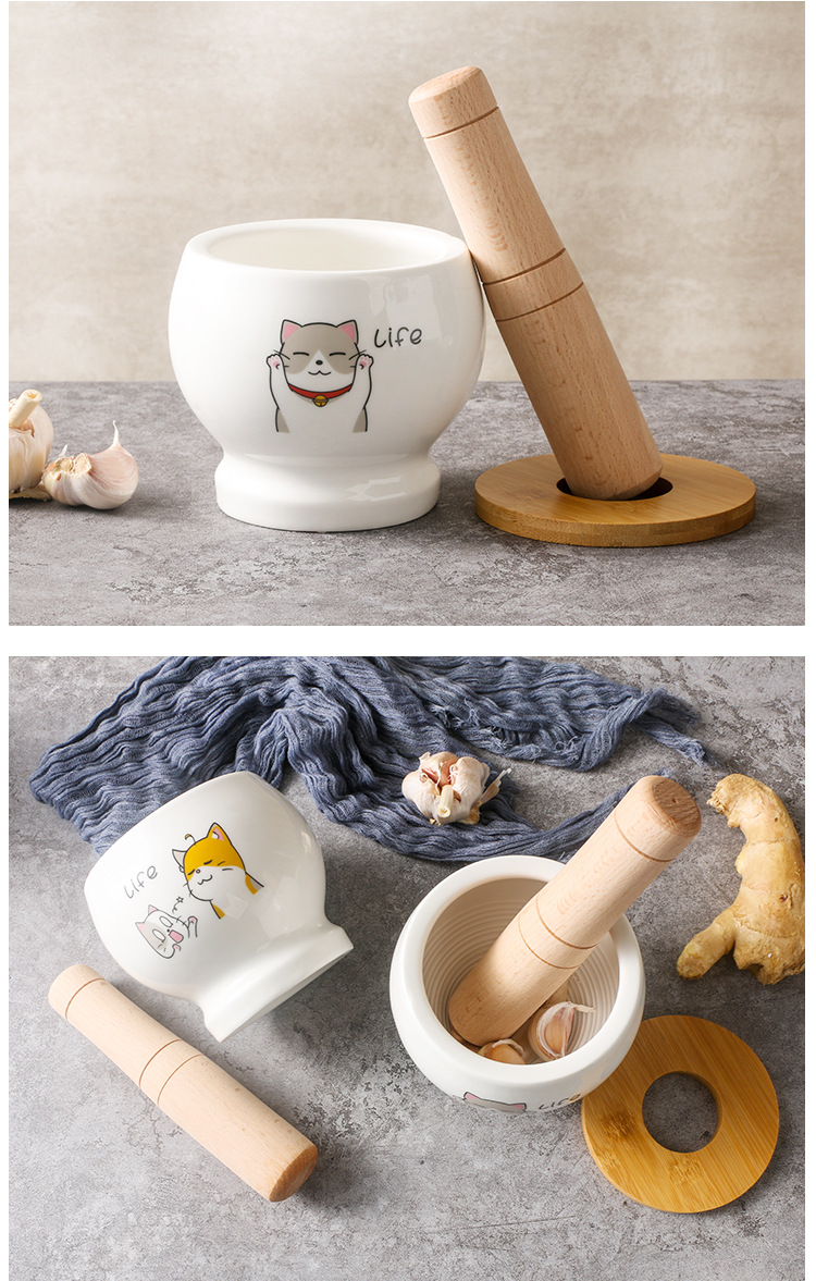 陶瓷蒜臼子家用手动捣蒜器蒜蓉蒜泥器捣碎罐研磨捣药多功能详情13