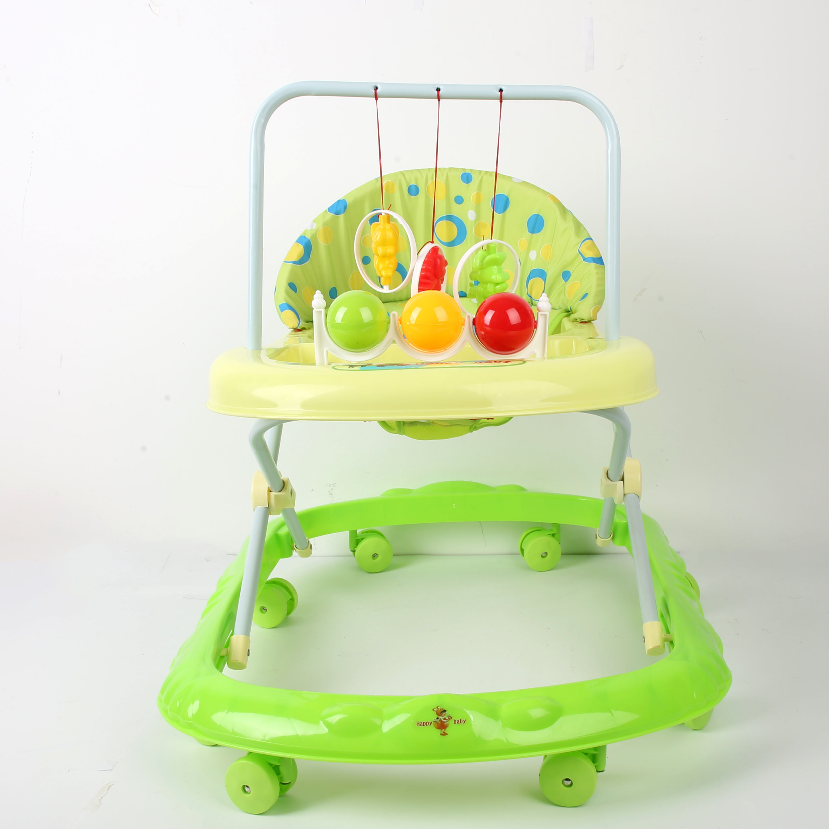 Baby walker anti-O-leg baby multi-function anti-rollover baby sittable and pushable learning cart starter buggy learning cart lovely green toy rack ball details Picture