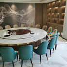 上海星级酒店实木电动餐桌椅会所轻奢大理石电动圆桌餐厅豪包餐桌
