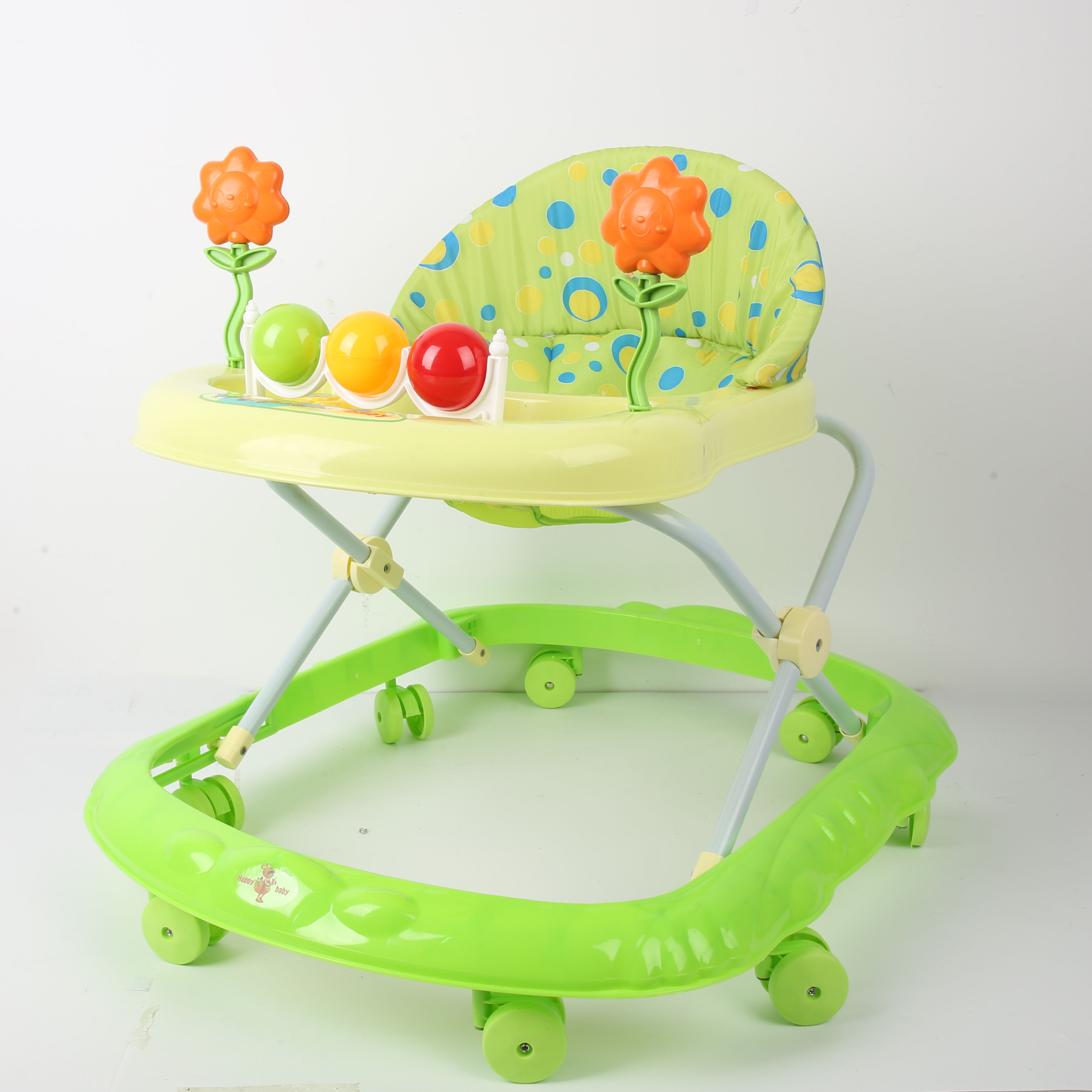 Baby walker anti-O-leg baby multi-functional anti-roll baby sittable and push-able learning cart starter buggy learning cart lovely green ball tree full figure