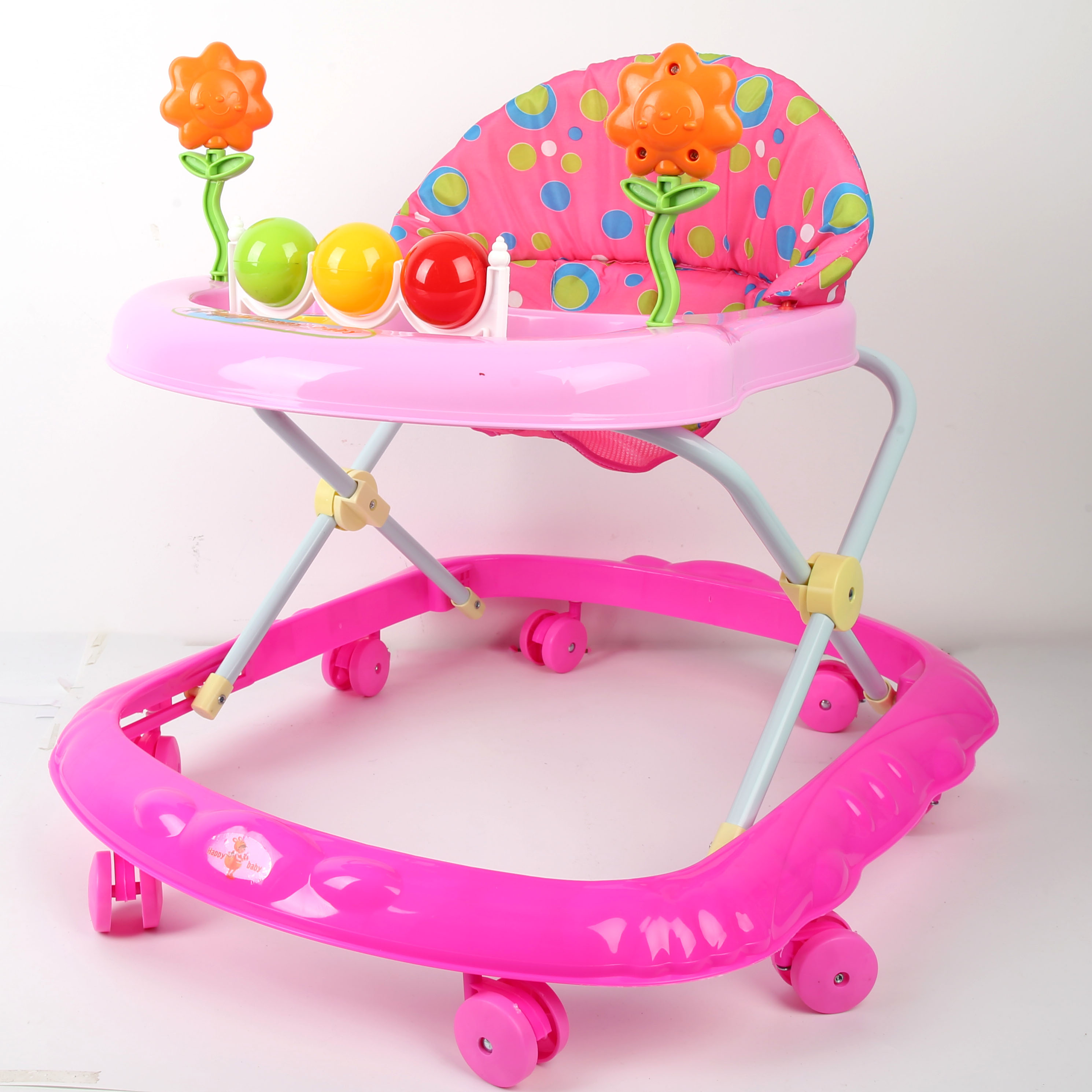 Baby walker anti-O-leg baby multi-function anti-rollover baby sittable pushable learning wagon starting wagon baby wagon cute red chest baby stroller