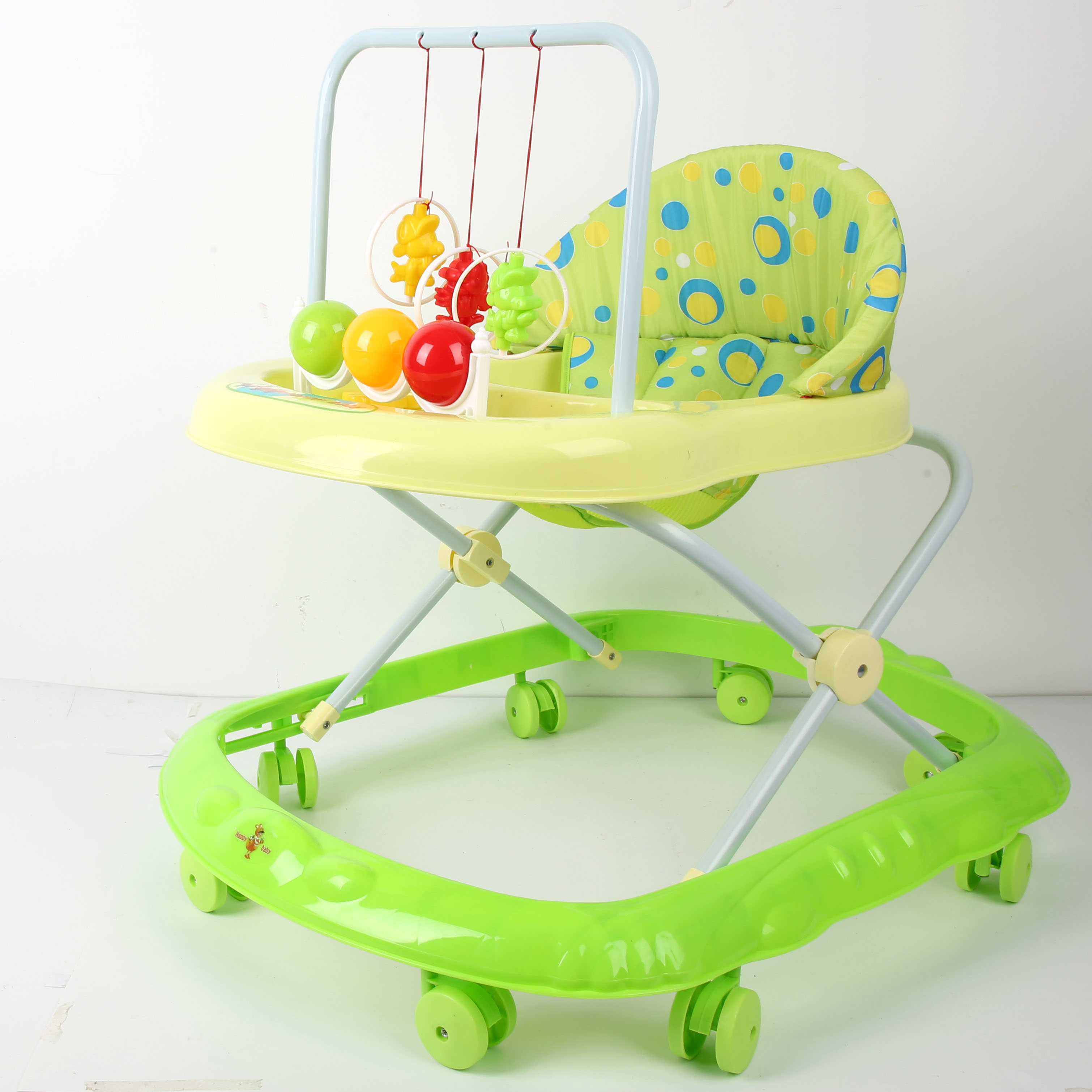 Baby walker anti-O-leg baby multi-function anti-rollover baby sittable and pushable learning cart starter buggy learning cart lovely green toy rack ball full figure