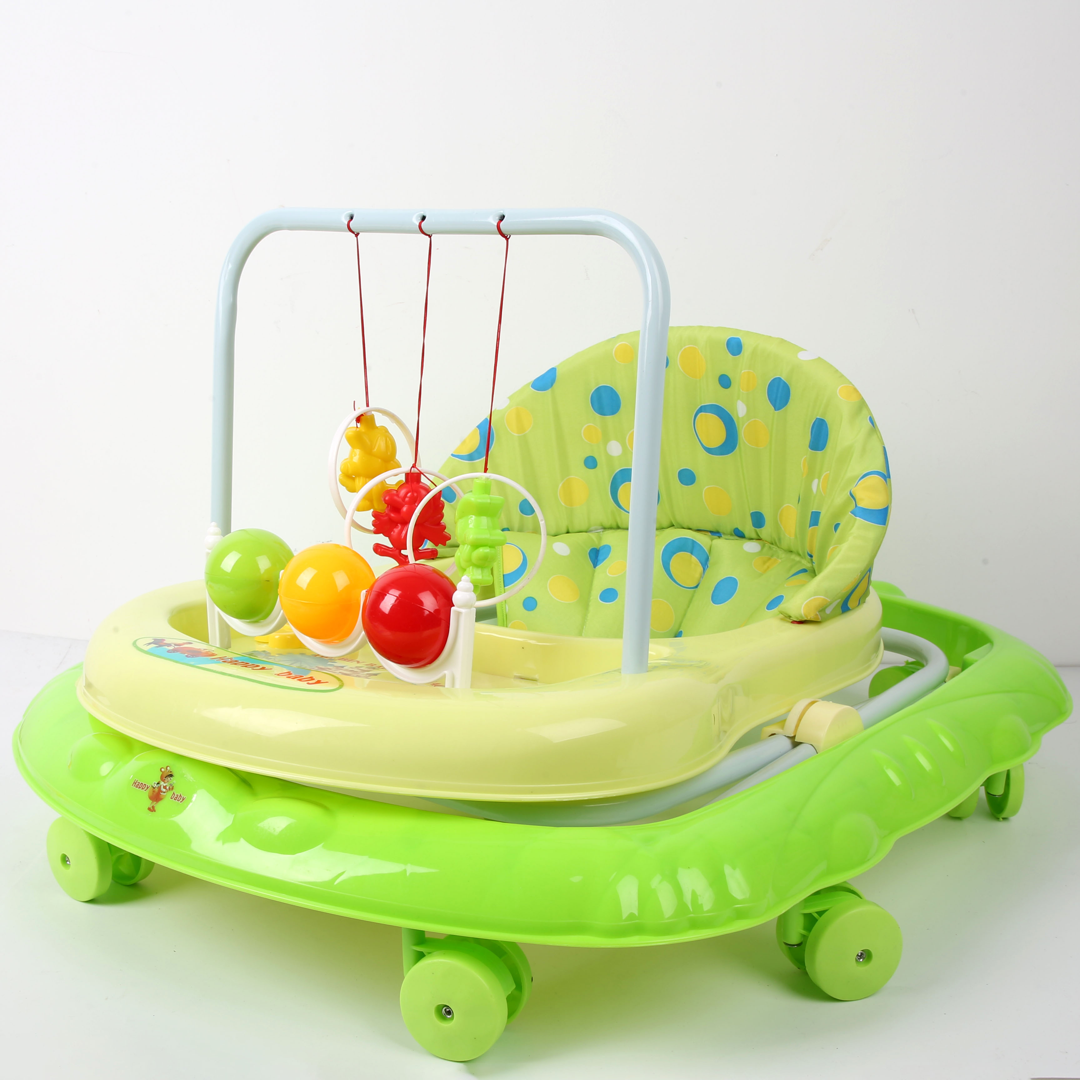 Baby walker anti-O-leg baby multi-function anti-rollover baby sittable and pushable learning cart starter buggy learning cart lovely green toy rack ball Application Scenario