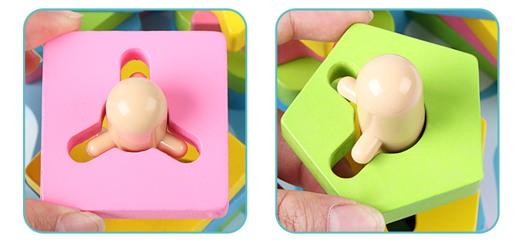 Educational wooden geometric shape set columns, color and shape recognition, fun cognitive toys for boys and girls, building block stacking game pic 9