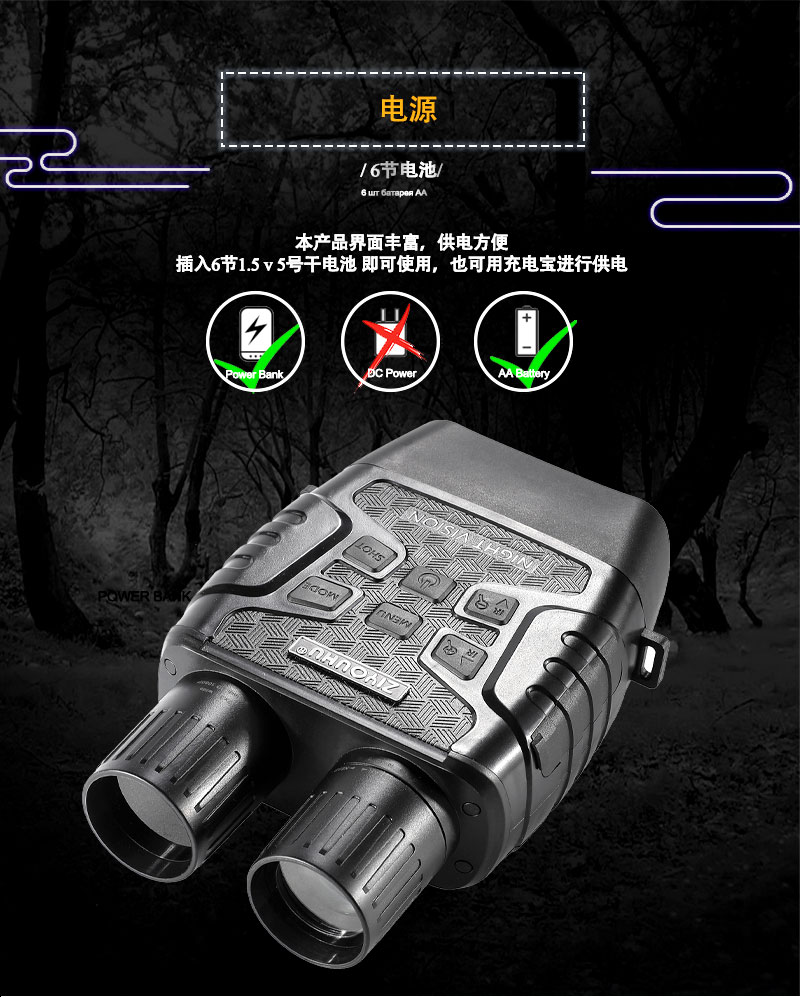 Free Tiger Infrared Night Vision Device, binocular optical Zoom 12-4× Digital Zoom high-definition binocular night vision device pic 9