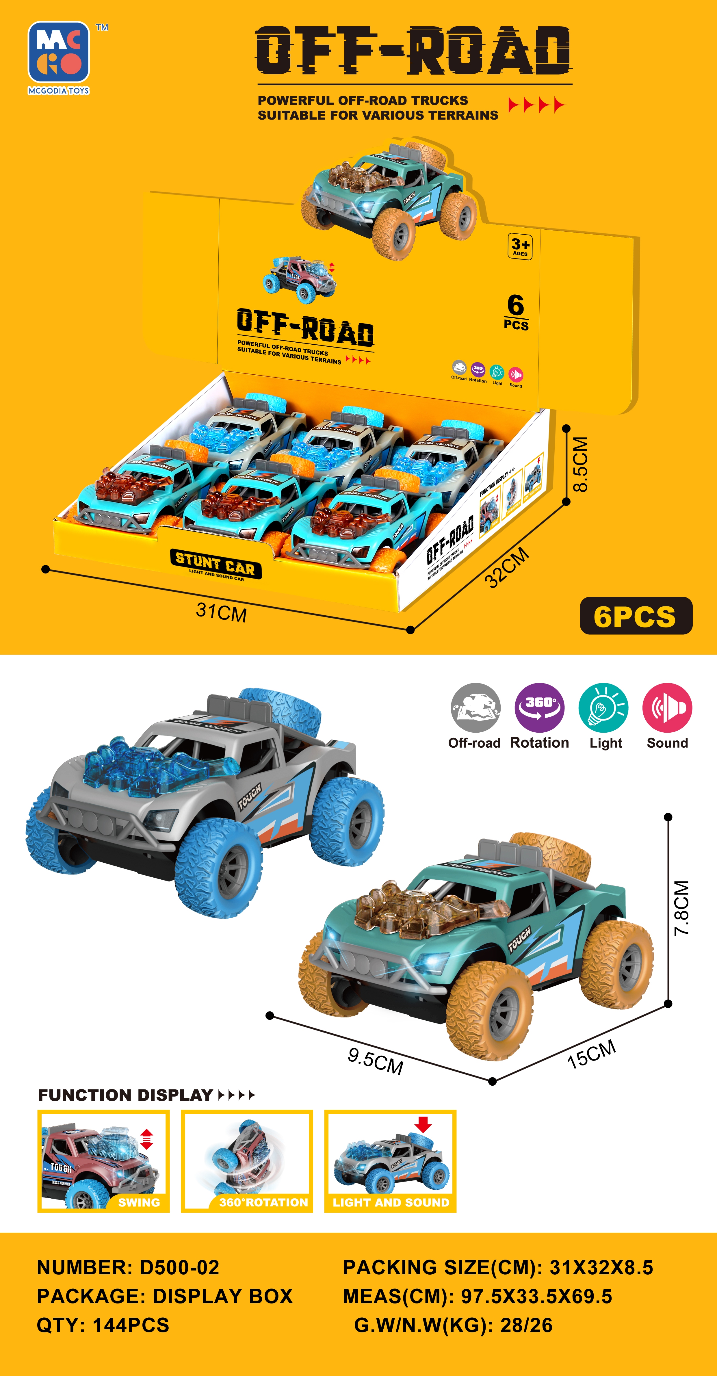 Taole Bididi Inertial Car Sound and Light 360-degree Rotating Display Box Gift Toy D500-01/02/03/04/05 pic 2