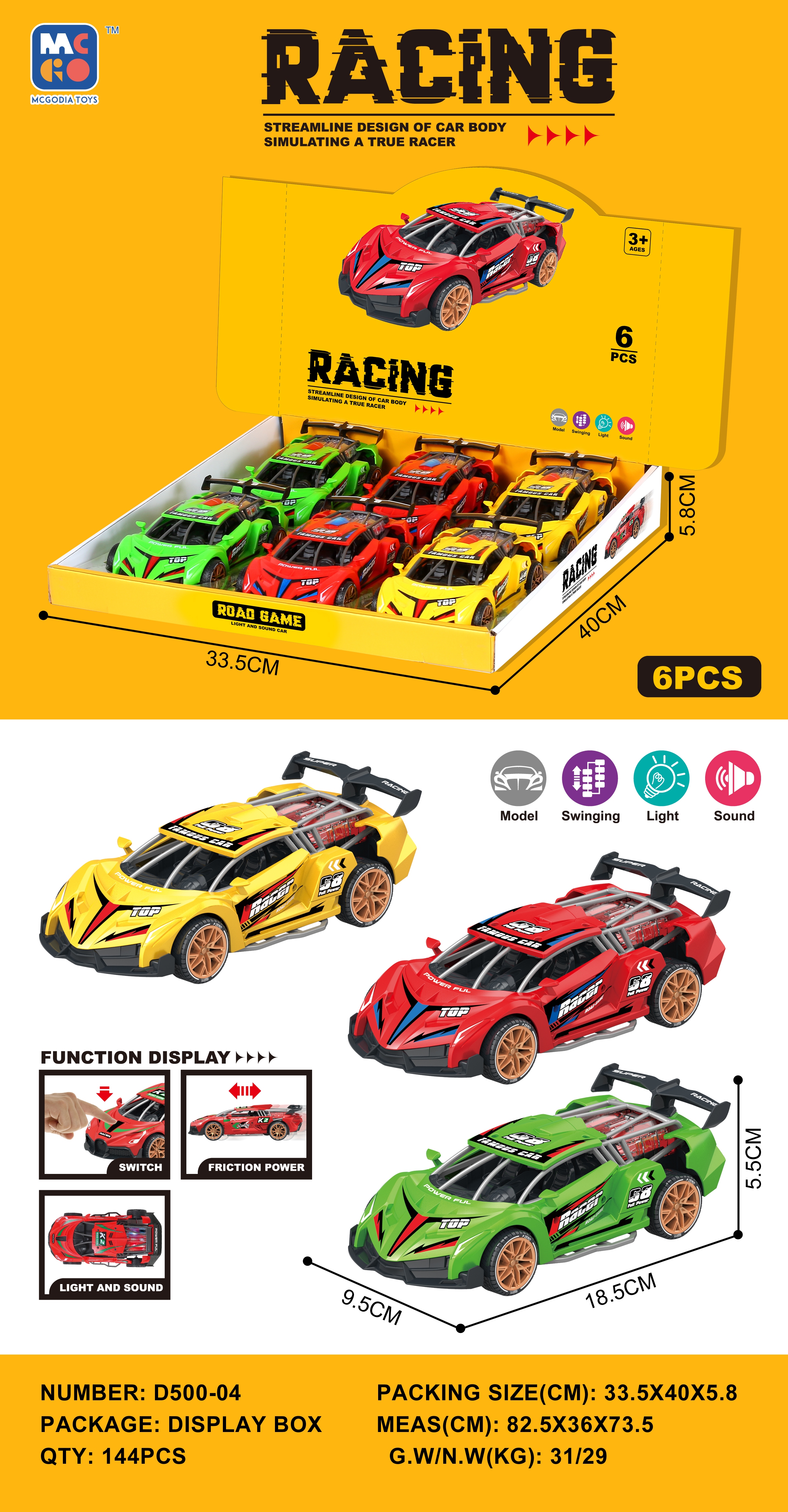 Taole Bididi Inertial Car Sound and Light 360-degree Rotating Display Box Gift Toy D500-01/02/03/04/05 pic 4