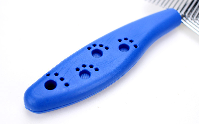 Wholesale of footprint anti-slip handle pet combs, stainless steel dog row combs, and flat-toothed cat grooming combs in stock pic 6
