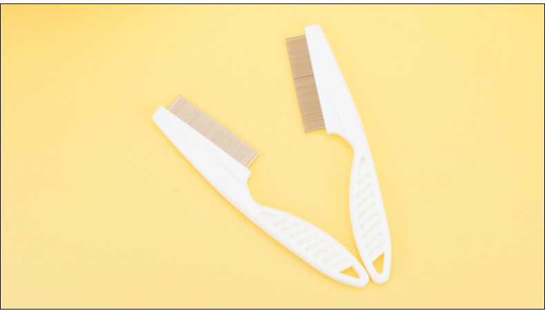 Wholesale white plastic-handled pet combs, dog flea combs, cat flea removal combs and close-toothed combs in stock pic 9