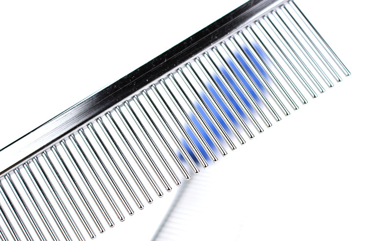 Wholesale of footprint anti-slip handle pet combs, stainless steel dog row combs, and flat-toothed cat grooming combs in stock pic 9