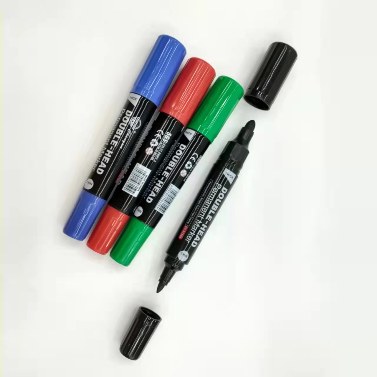 Oil-based double-headed marker pen, thick and thin, quick-drying, non-fading, large-capacity pen, marking pen details Picture