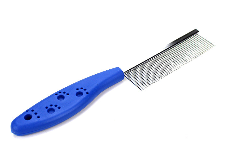 Wholesale of footprint anti-slip handle pet combs, stainless steel dog row combs, and flat-toothed cat grooming combs in stock pic 2