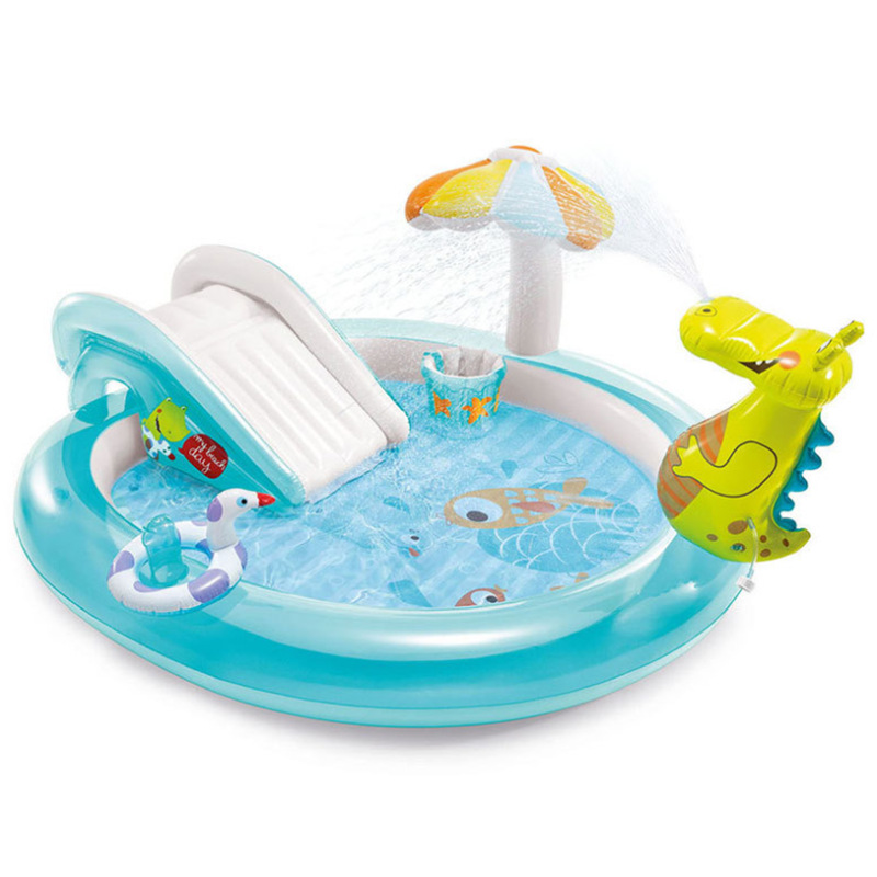 INTEX57165充气水池鳄鱼圆形滑梯喷水池家用宝宝充气玩具现货批发详情2